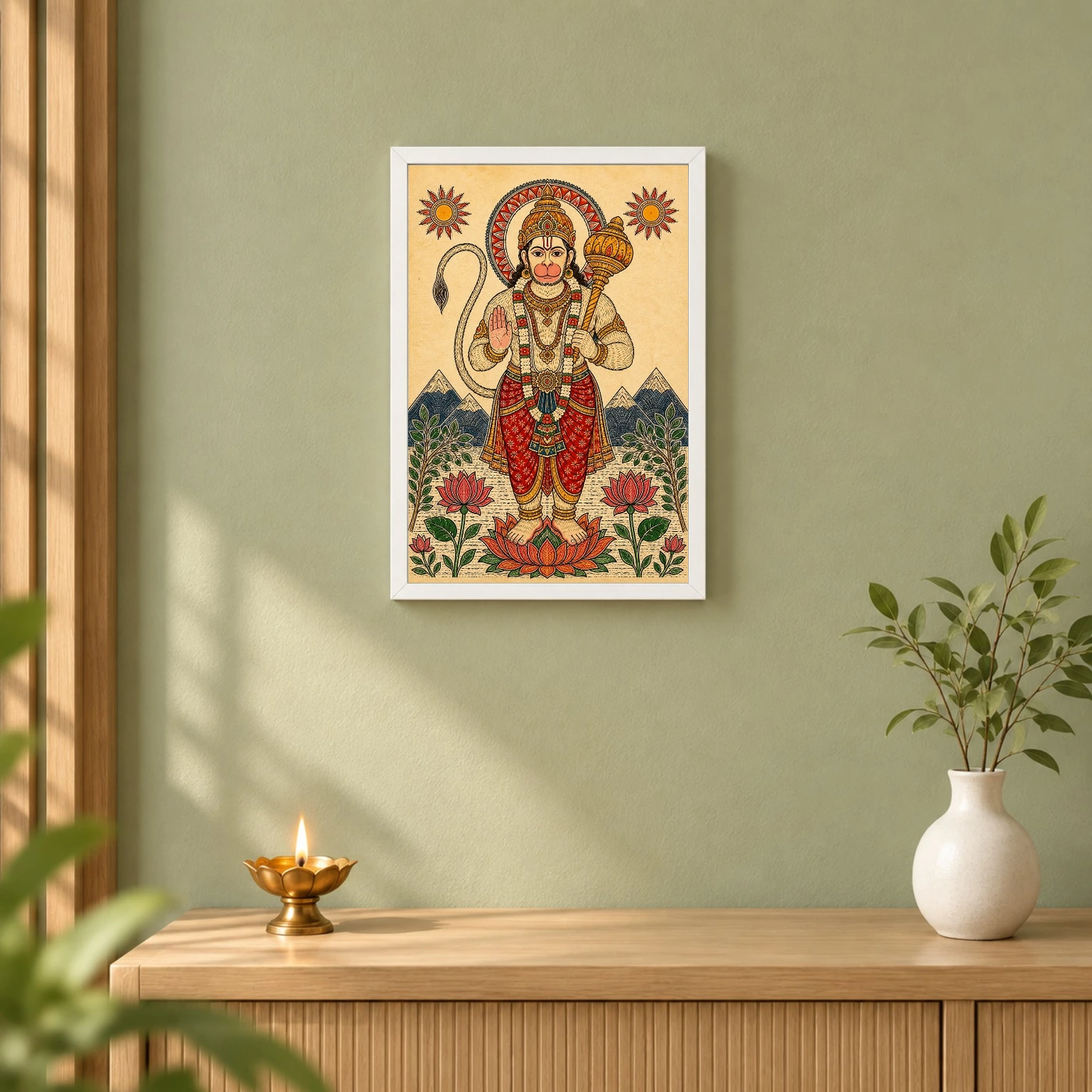 Hanuman — Madhubani Folk Art Frame, view 6