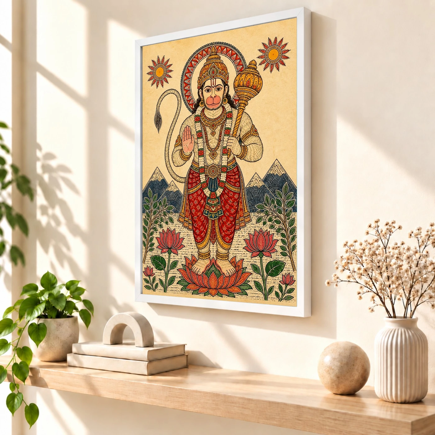 Hanuman — Madhubani Folk Art Frame, view 7