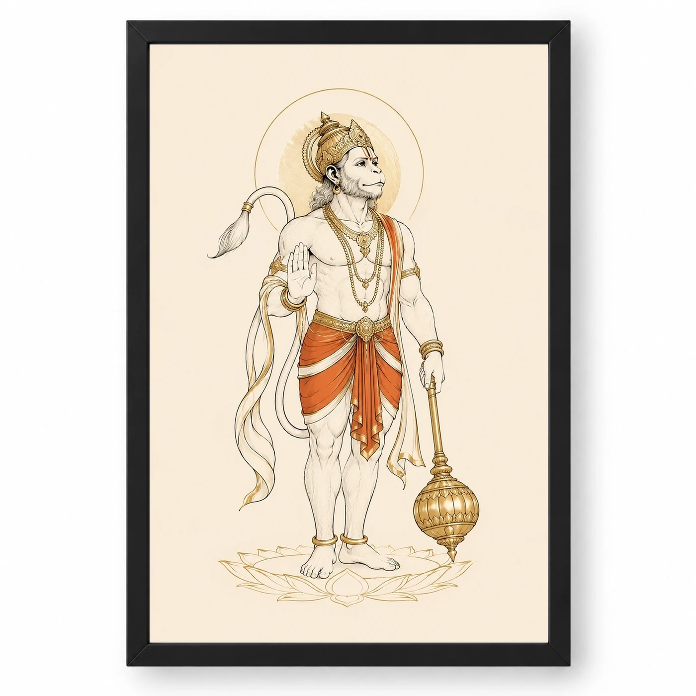 Hanuman — Modern Minimalist Ivory Frame