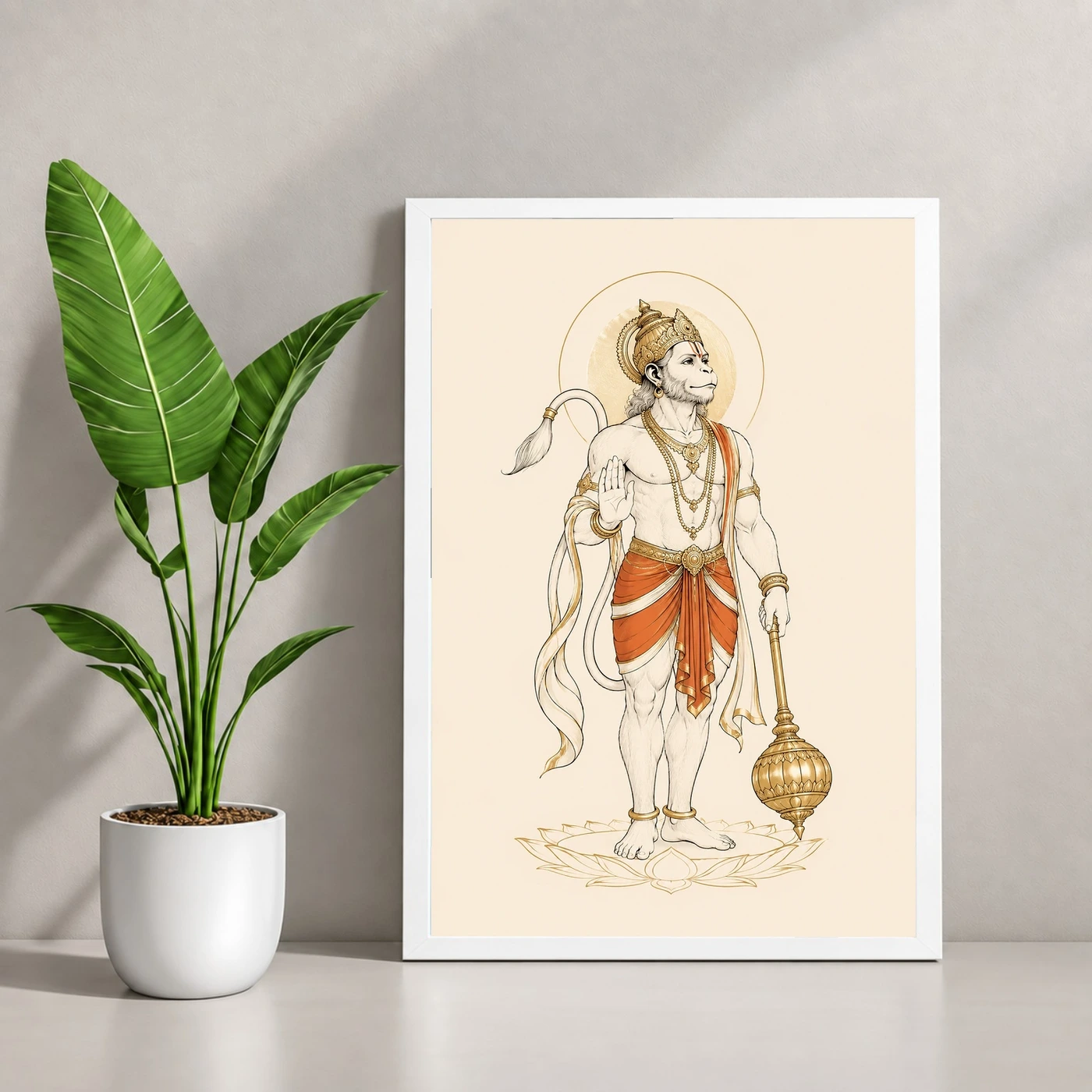 Hanuman — Modern Minimalist Ivory Frame, view 4