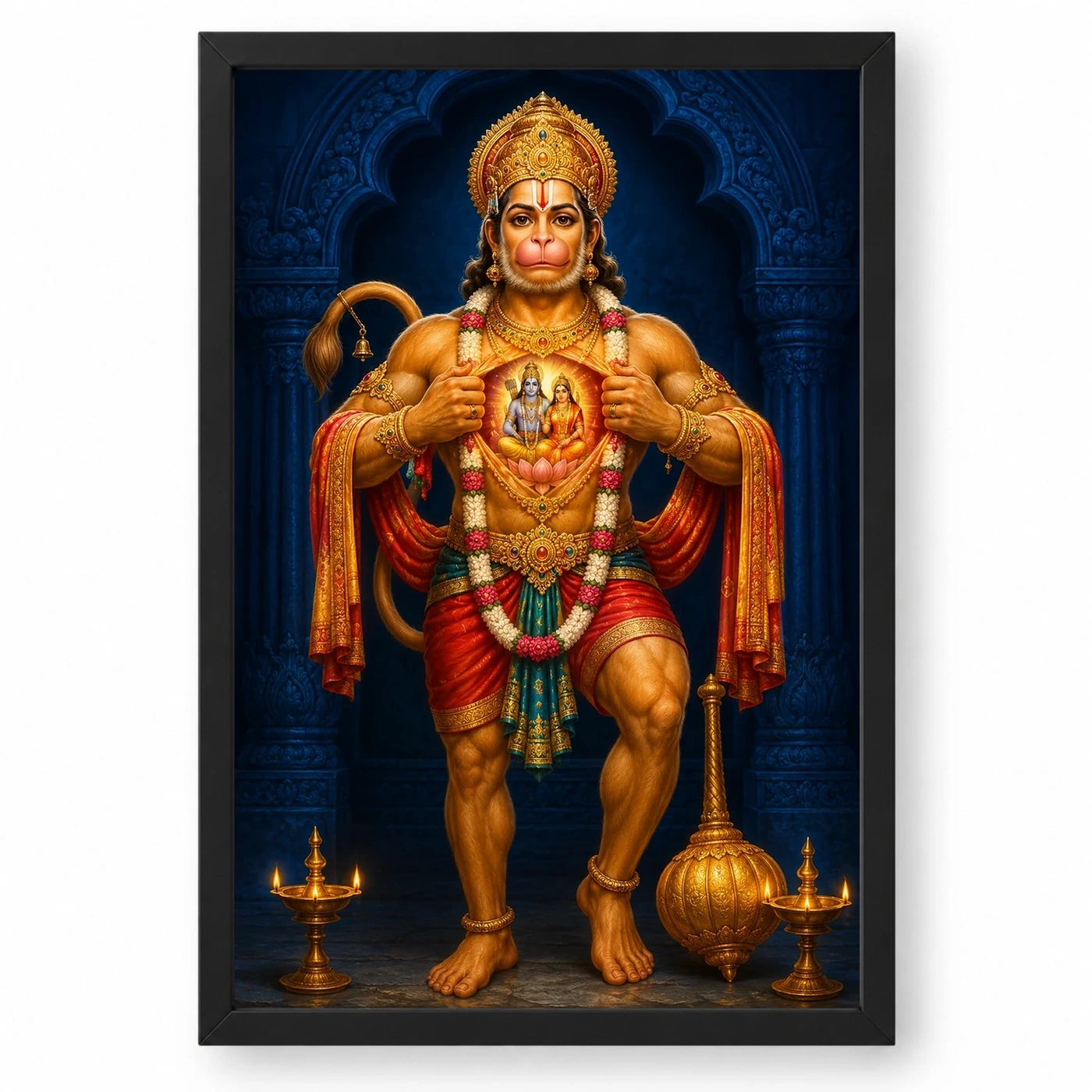 Hanuman — Ram Sita in Heart Frame