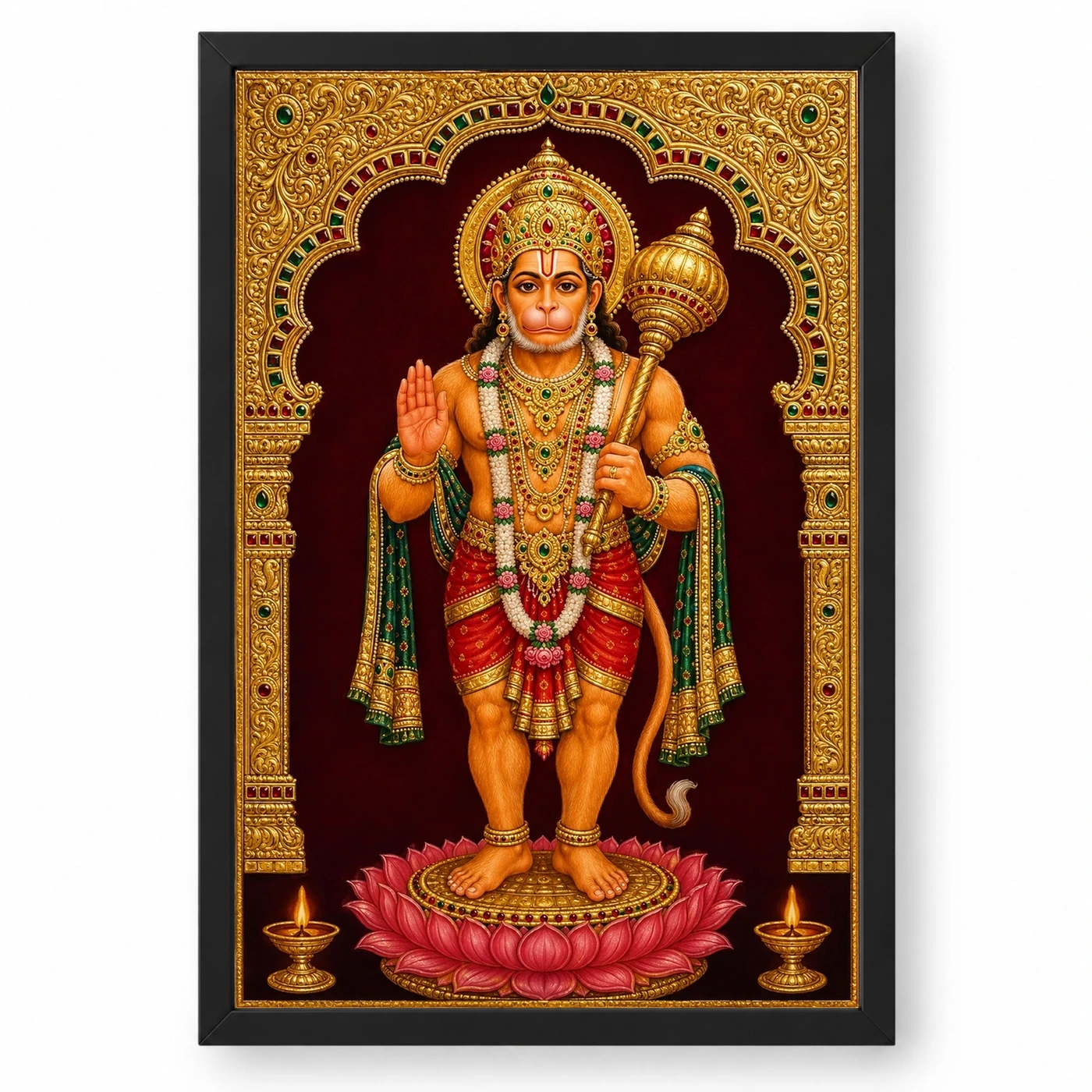 Hanuman — Tanjore Gold Traditional Art Frame