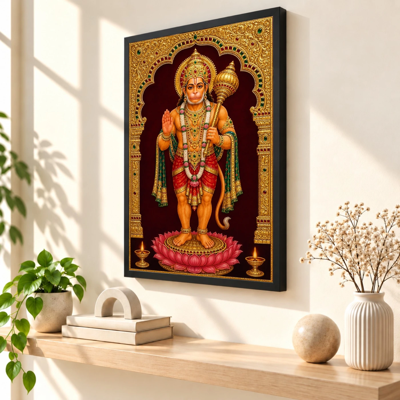 Hanuman — Tanjore Gold Traditional Art Frame, view 2