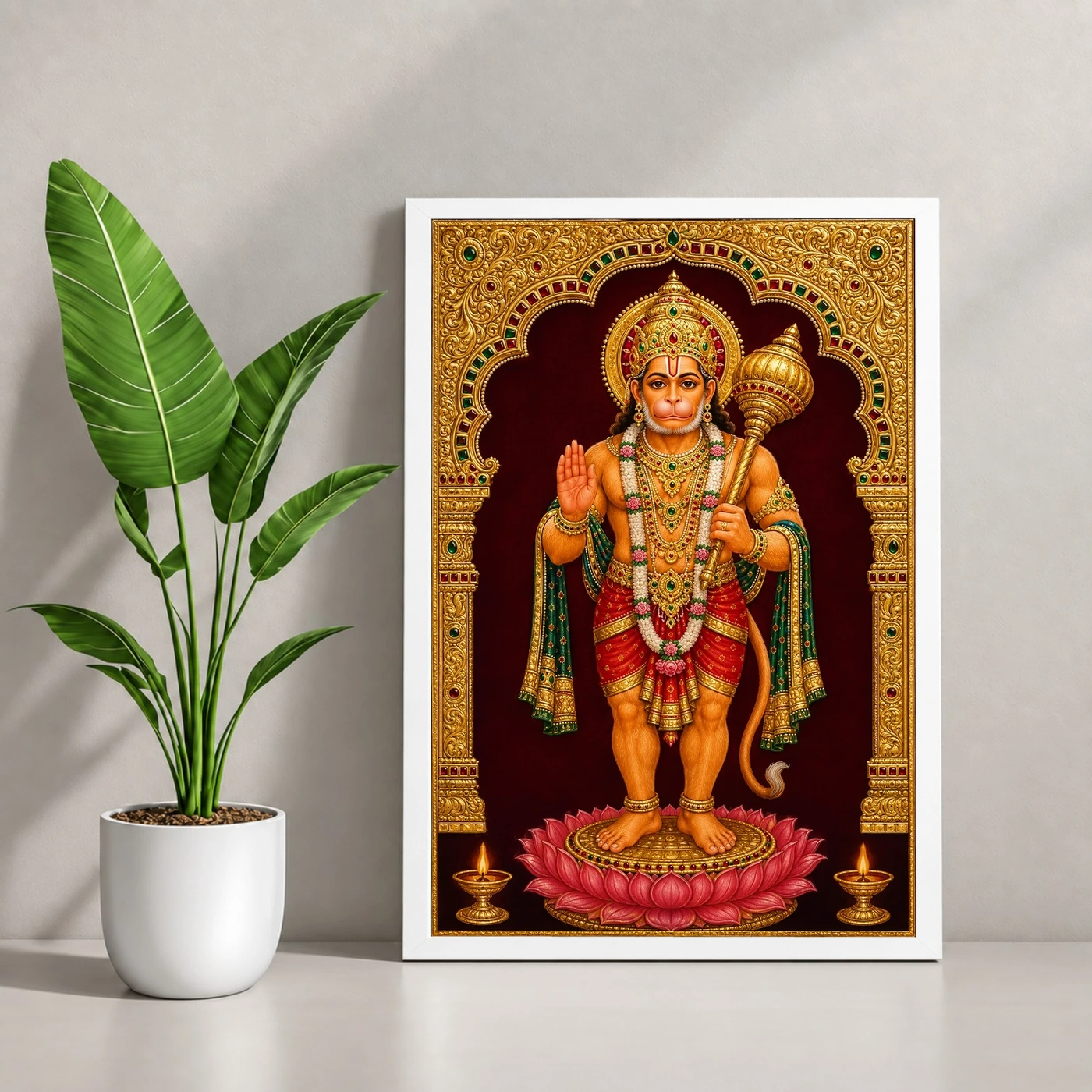 Hanuman — Tanjore Gold Traditional Art Frame, view 4