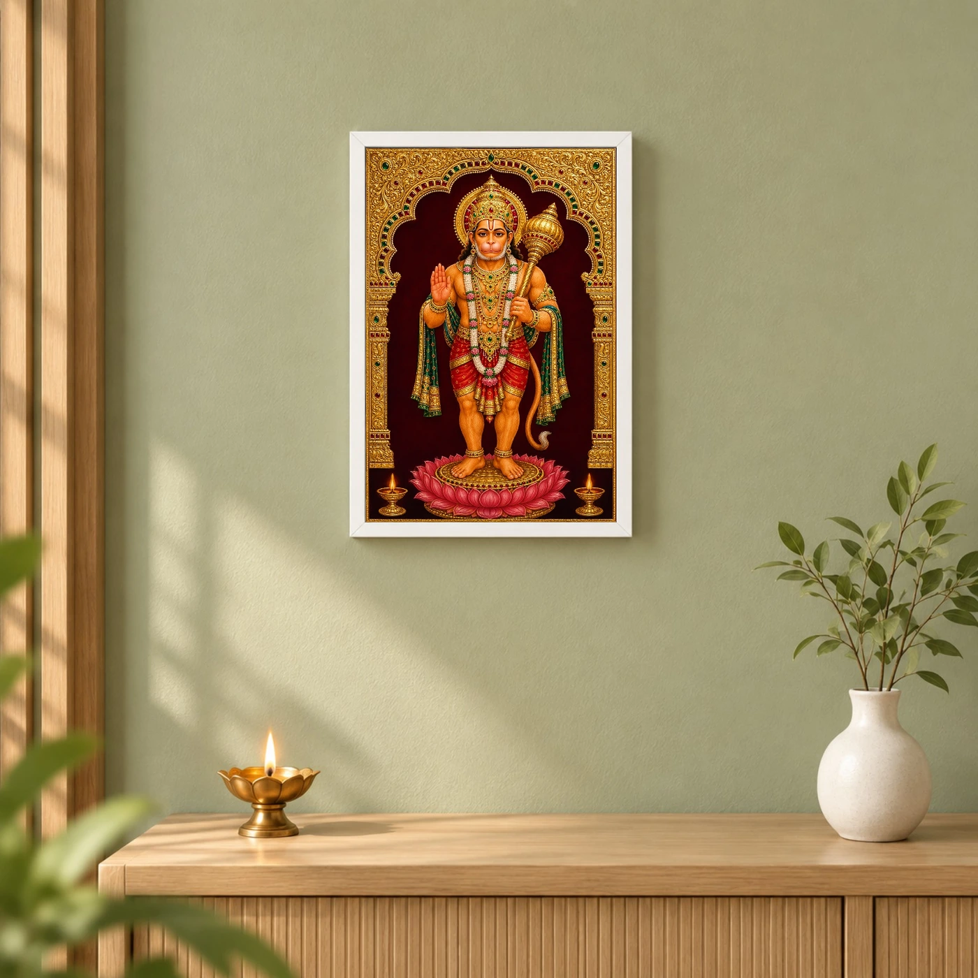 Hanuman — Tanjore Gold Traditional Art Frame, view 6
