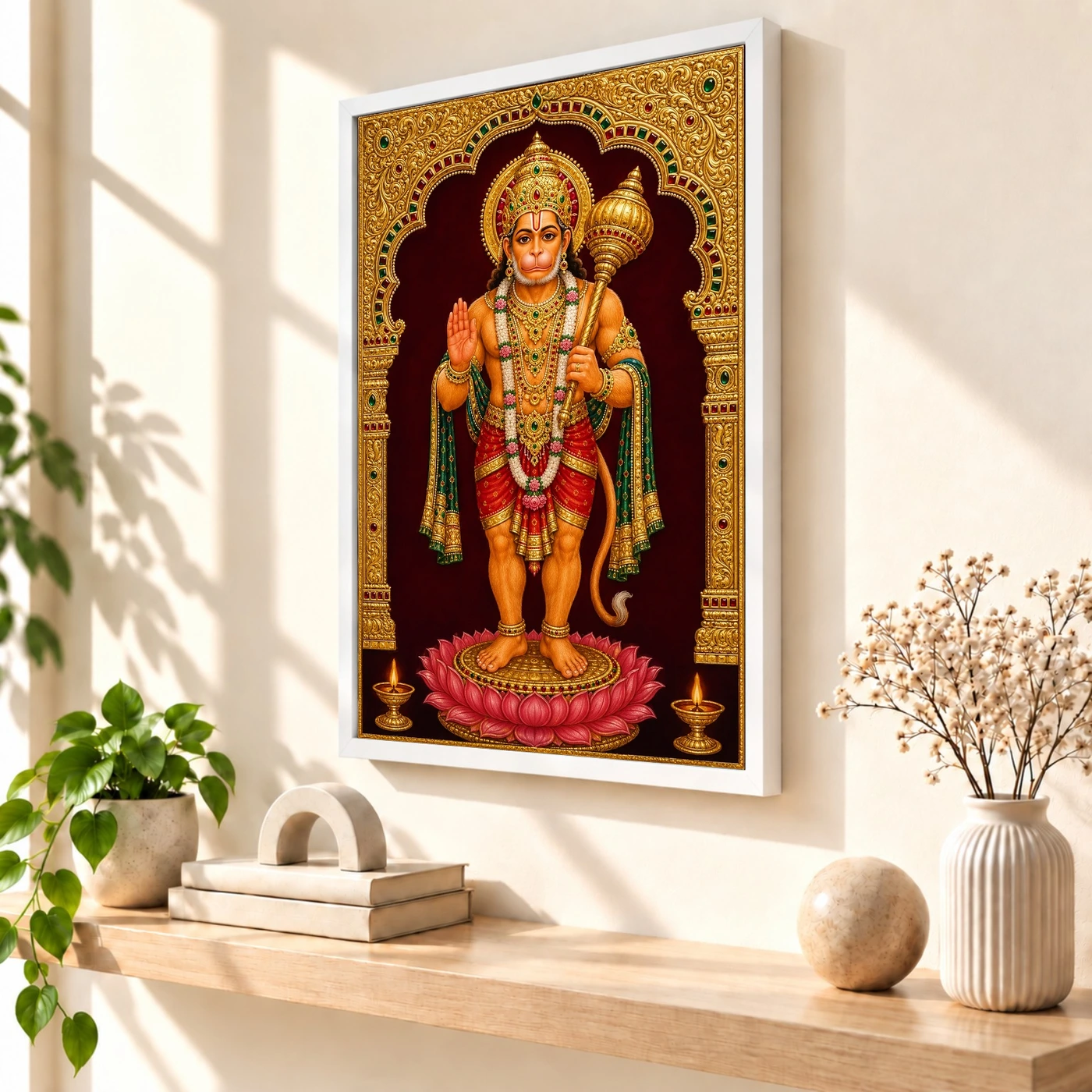 Hanuman — Tanjore Gold Traditional Art Frame, view 7