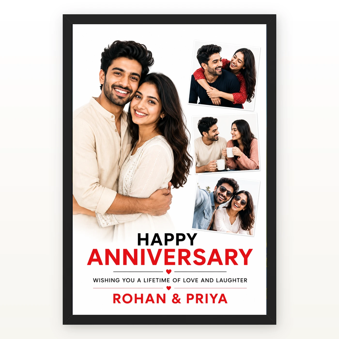 Happy Anniversary Romantic Floral Wishes Celebration Couple Photo Frame
