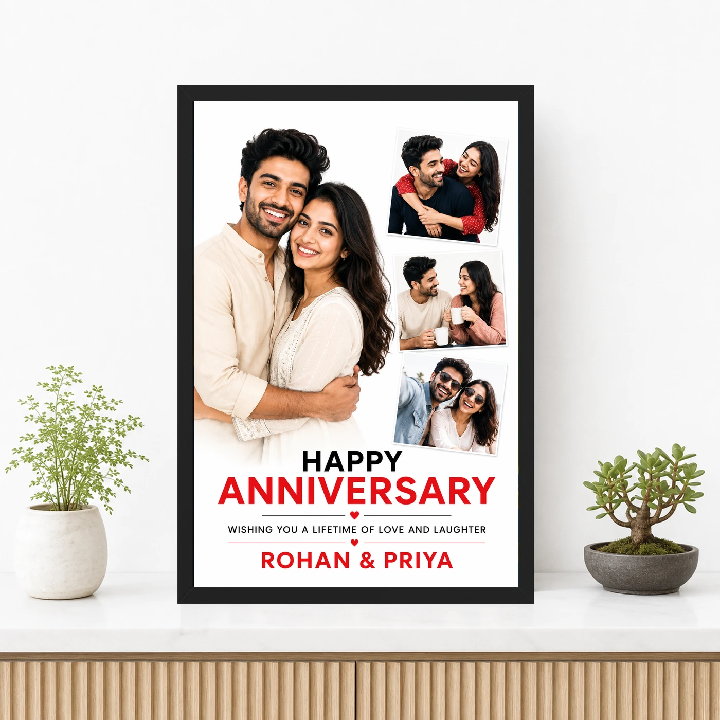 Anniversary Wishes Elegant Script Love Heartfelt Message Photo Frame, view 3