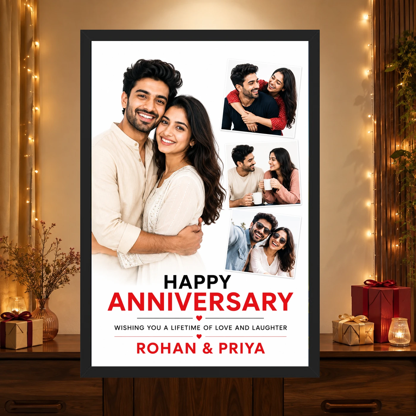 Anniversary Wishes Elegant Script Love Heartfelt Message Photo Frame, view 4