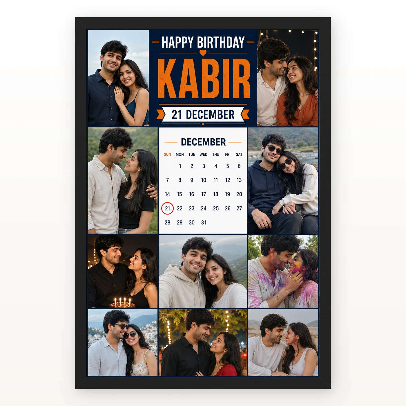Happy Birthday Boyfriend Photo Frame with Date and Name