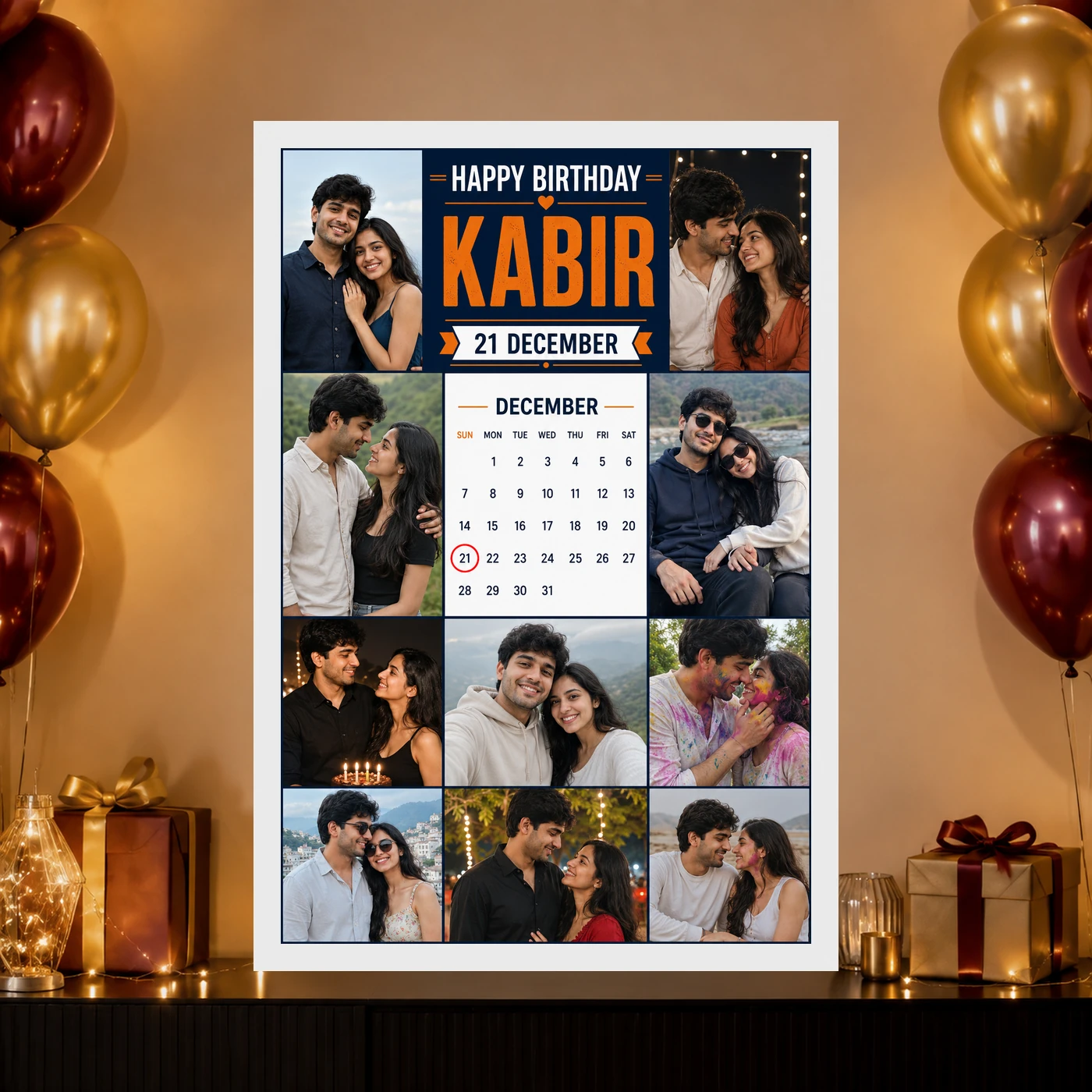 Happy Birthday Boyfriend Photo Frame with Date and Name, view 10