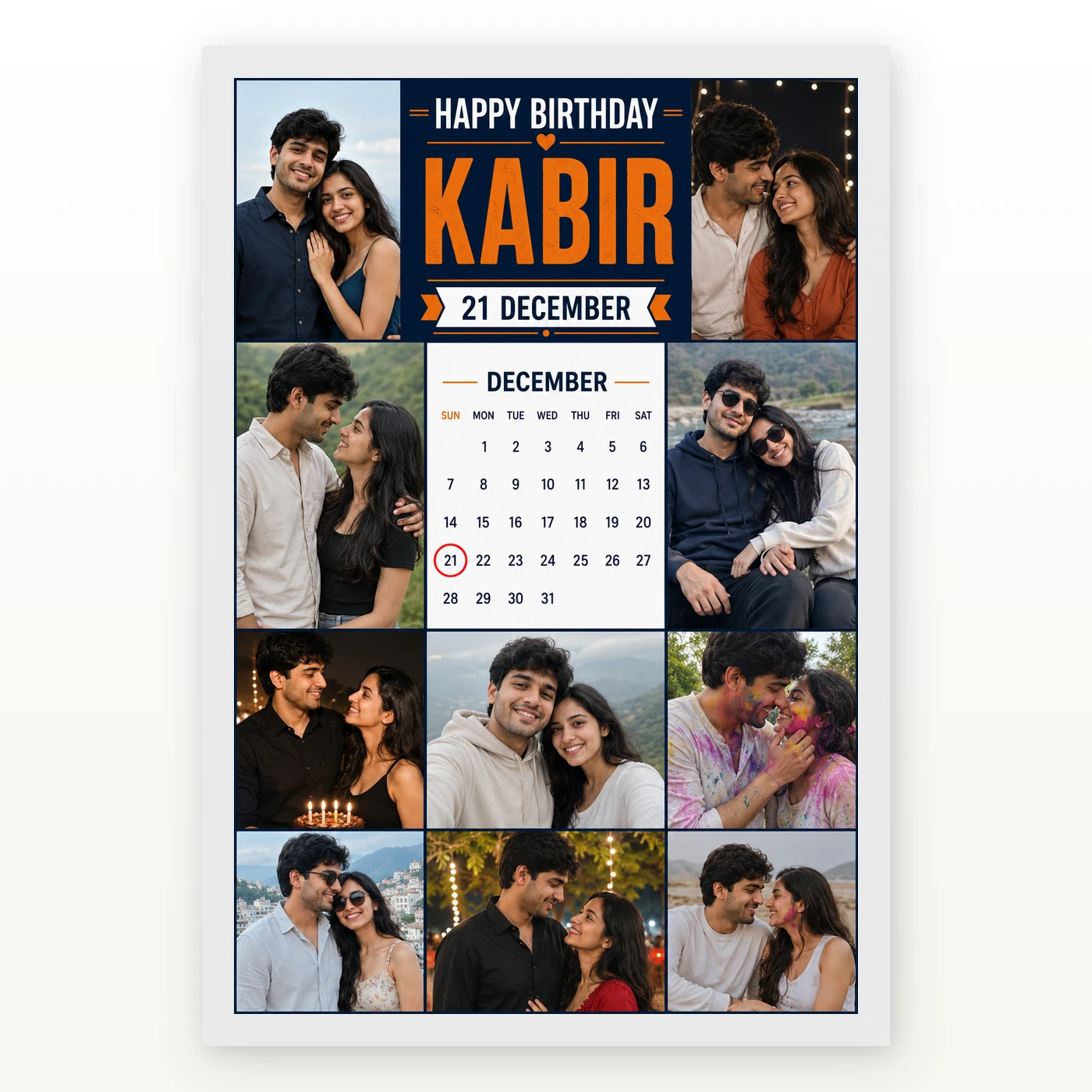 Happy Birthday Boyfriend Photo Frame with Date and Name, view 2