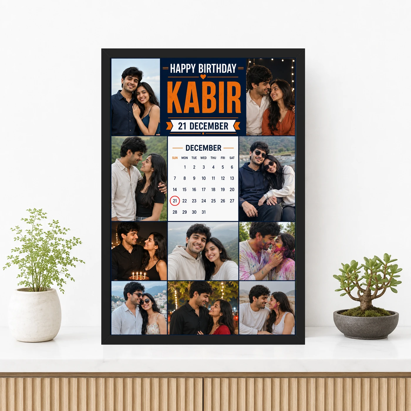 Happy Birthday Boyfriend Photo Frame with Date and Name, view 3