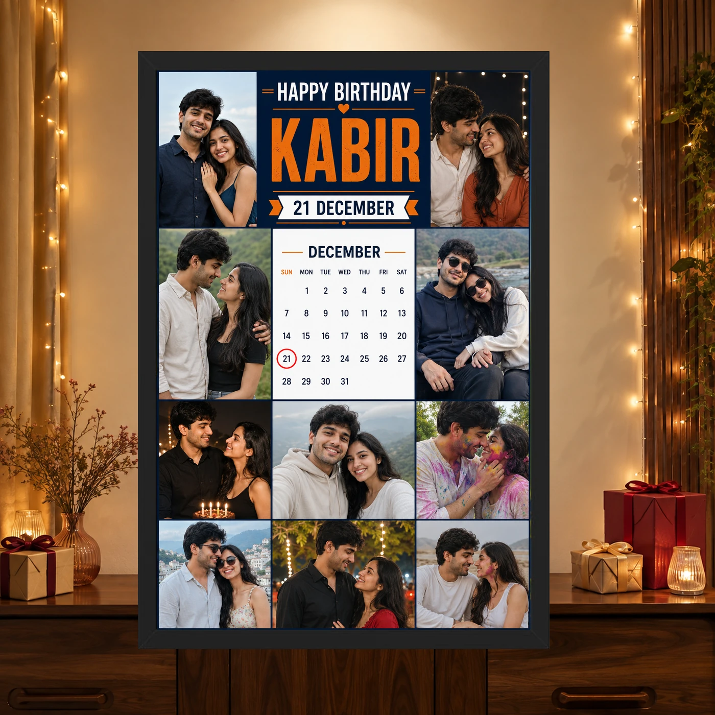 Happy Birthday Boyfriend Photo Frame with Date and Name, view 4