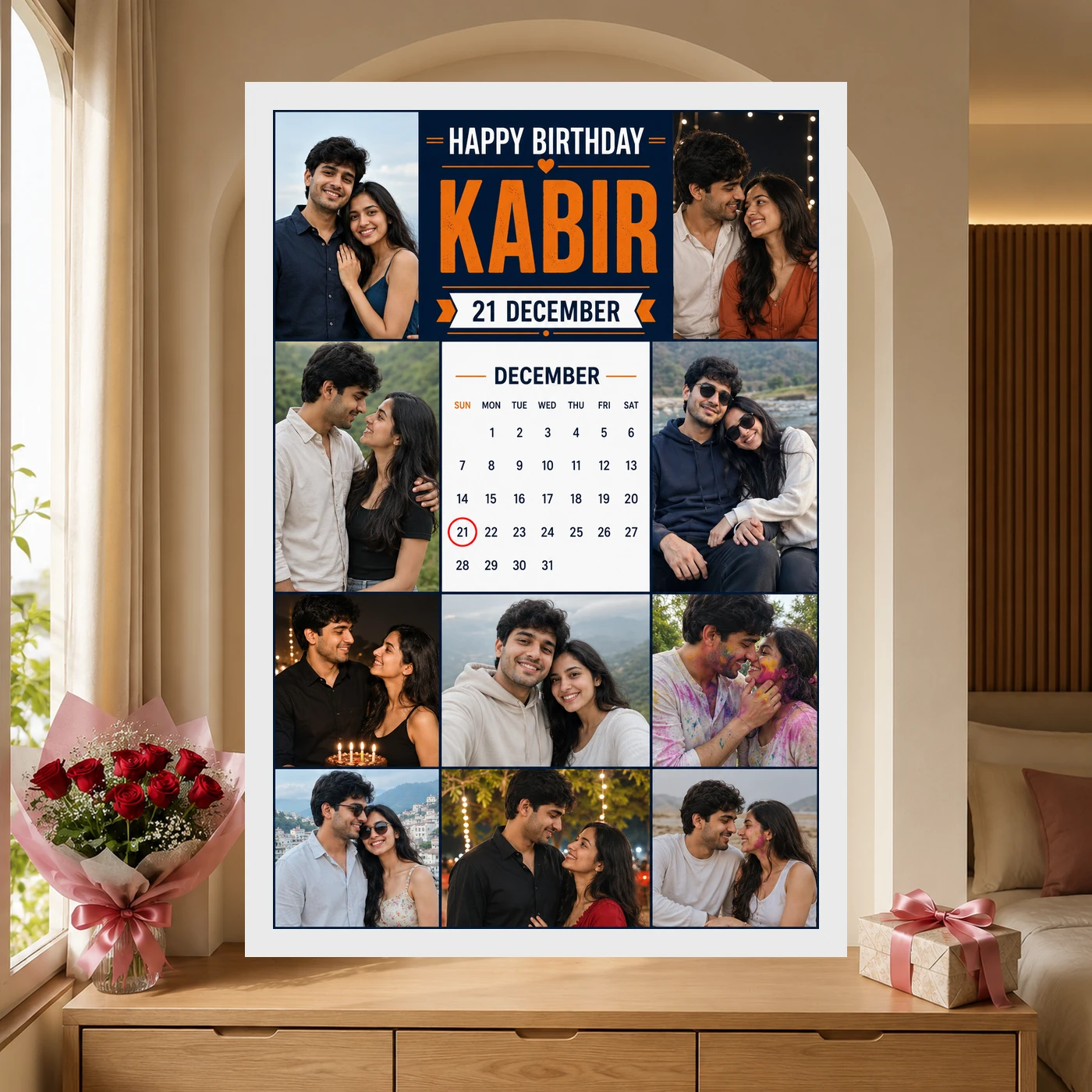 Happy Birthday Boyfriend Photo Frame with Date and Name, view 6