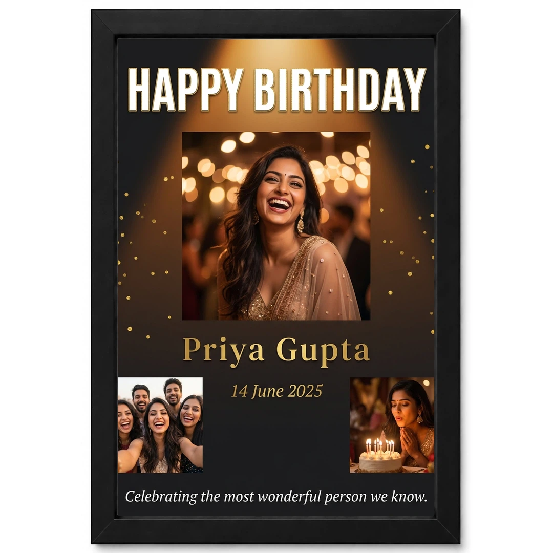 Happy Birthday Collage Frame Pink Floral Celebration Wishes Photo Frame