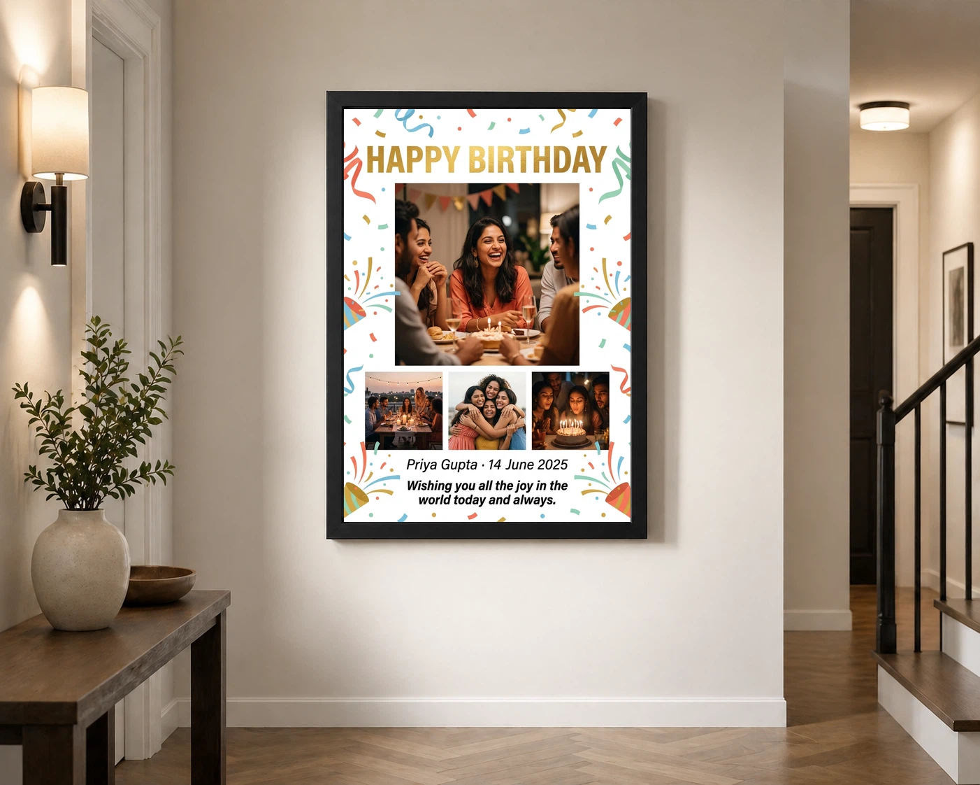 Happy Birthday Collage Frame Vibrant Multi Photo Wishes Photo Frame, view 2