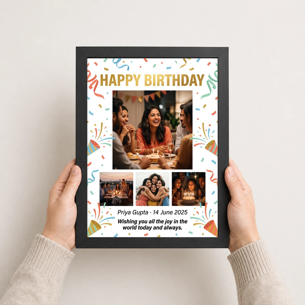Happy Birthday Collage Frame Vibrant Multi Photo Wishes Photo Frame, view 3