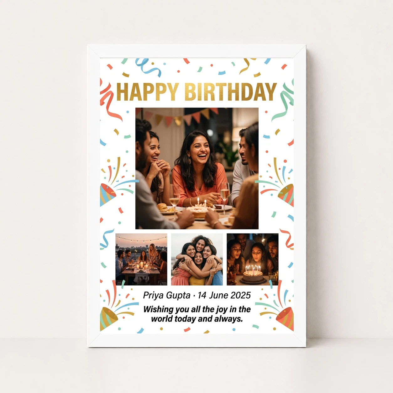 Happy Birthday Collage Frame Vibrant Multi Photo Wishes Photo Frame, view 5