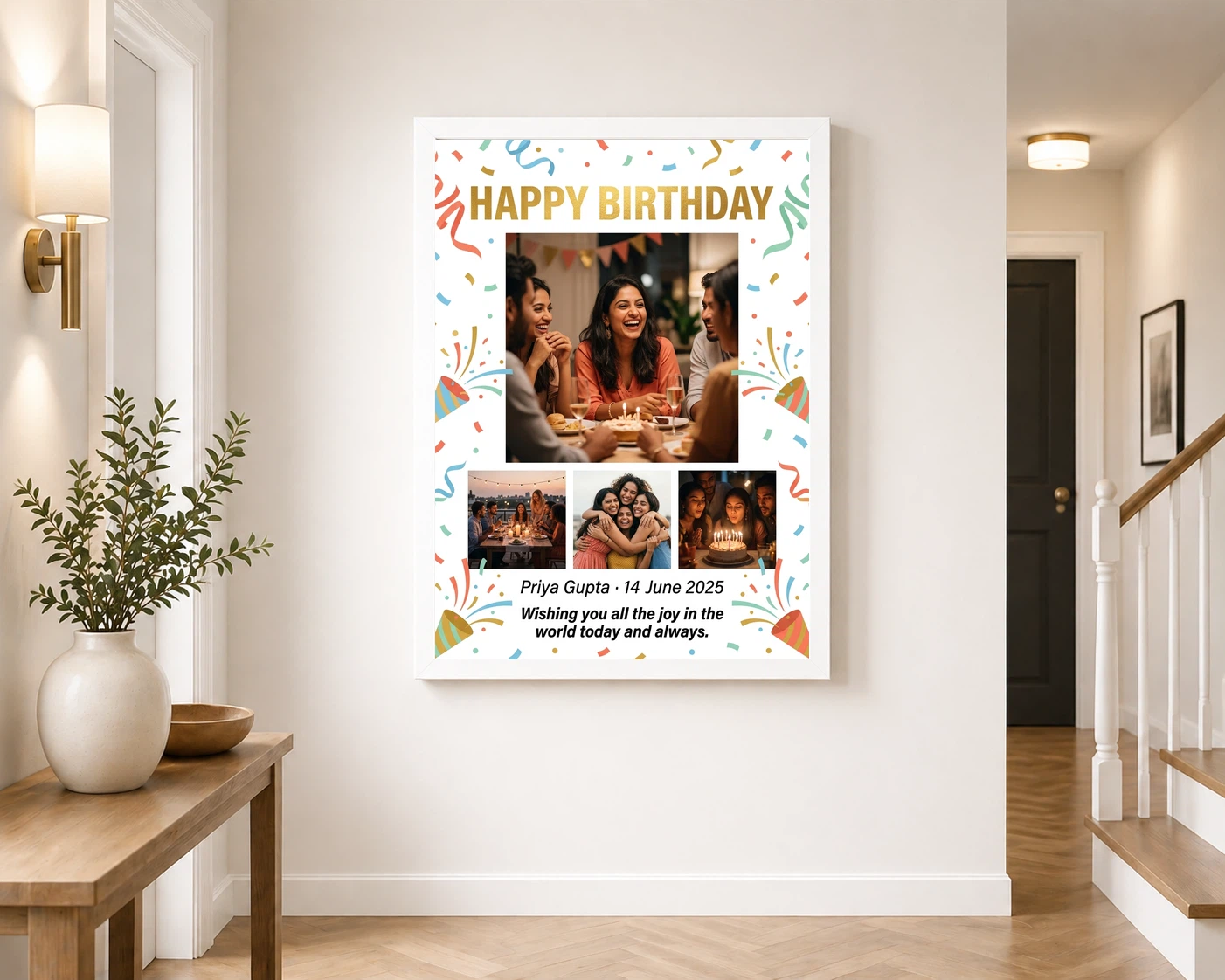 Happy Birthday Collage Frame Vibrant Multi Photo Wishes Photo Frame, view 6