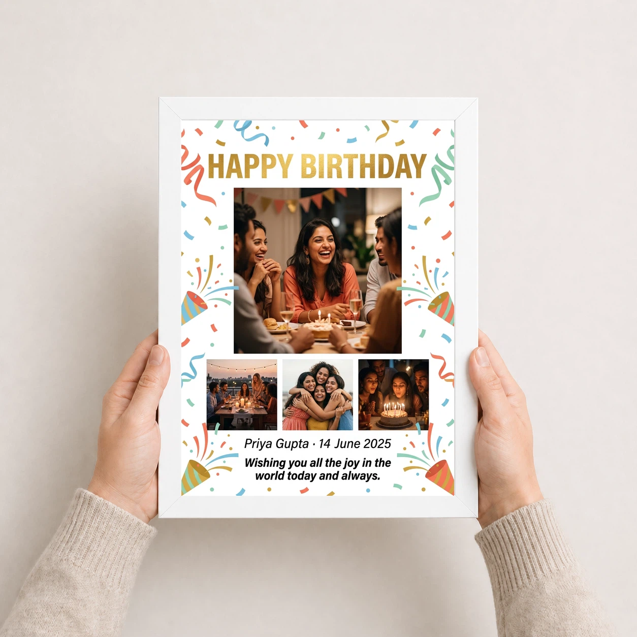 Happy Birthday Collage Frame Vibrant Multi Photo Wishes Photo Frame, view 7