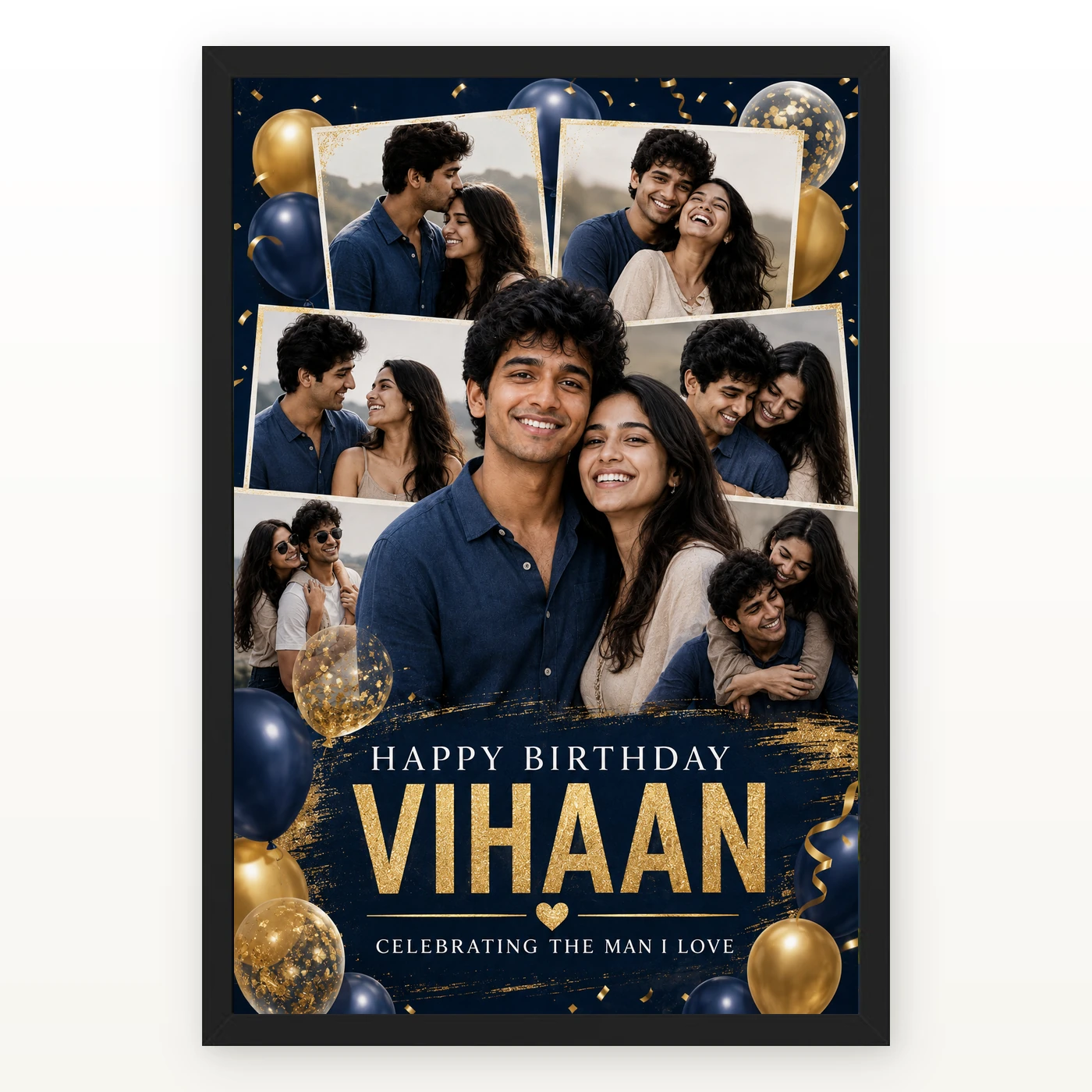 Happy Birthday Photo Frame for Husband Couple Balloon