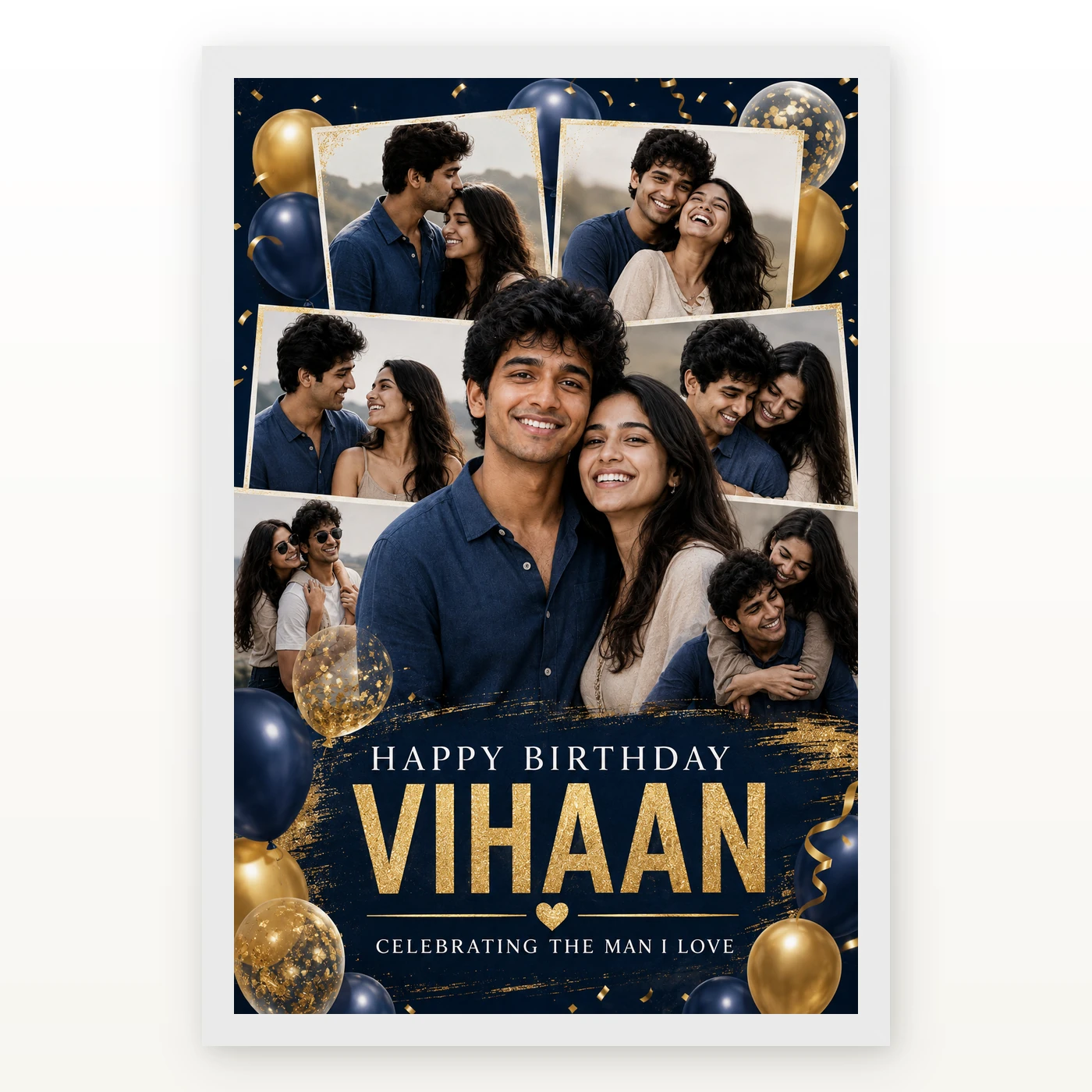 Happy Birthday Photo Frame for Husband Couple Balloon, view 2