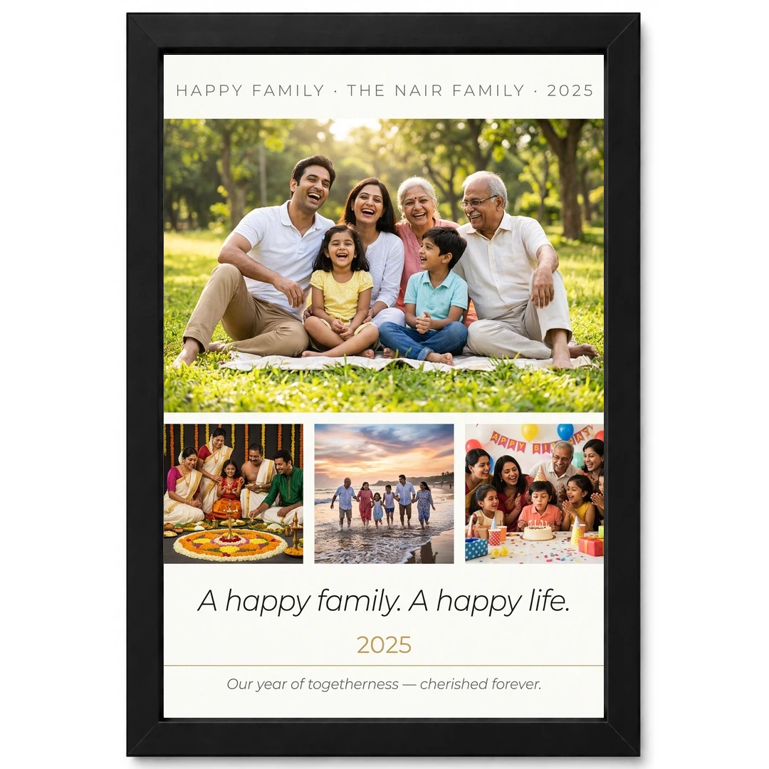 Happy Family Photo Frame Pastel Rainbow Love Joy Art Photo Frame