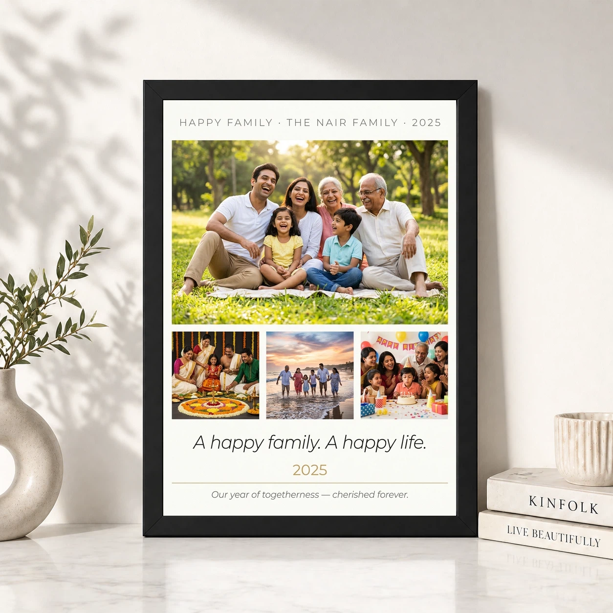 Happy Family Photo Frame Pastel Rainbow Love Joy Art Photo Frame, view 4