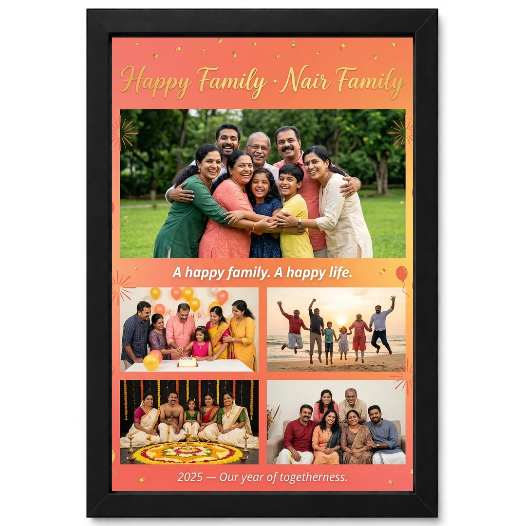 Happy Family Photo Frame Vibrant Colorful Joyful Art Photo Frame