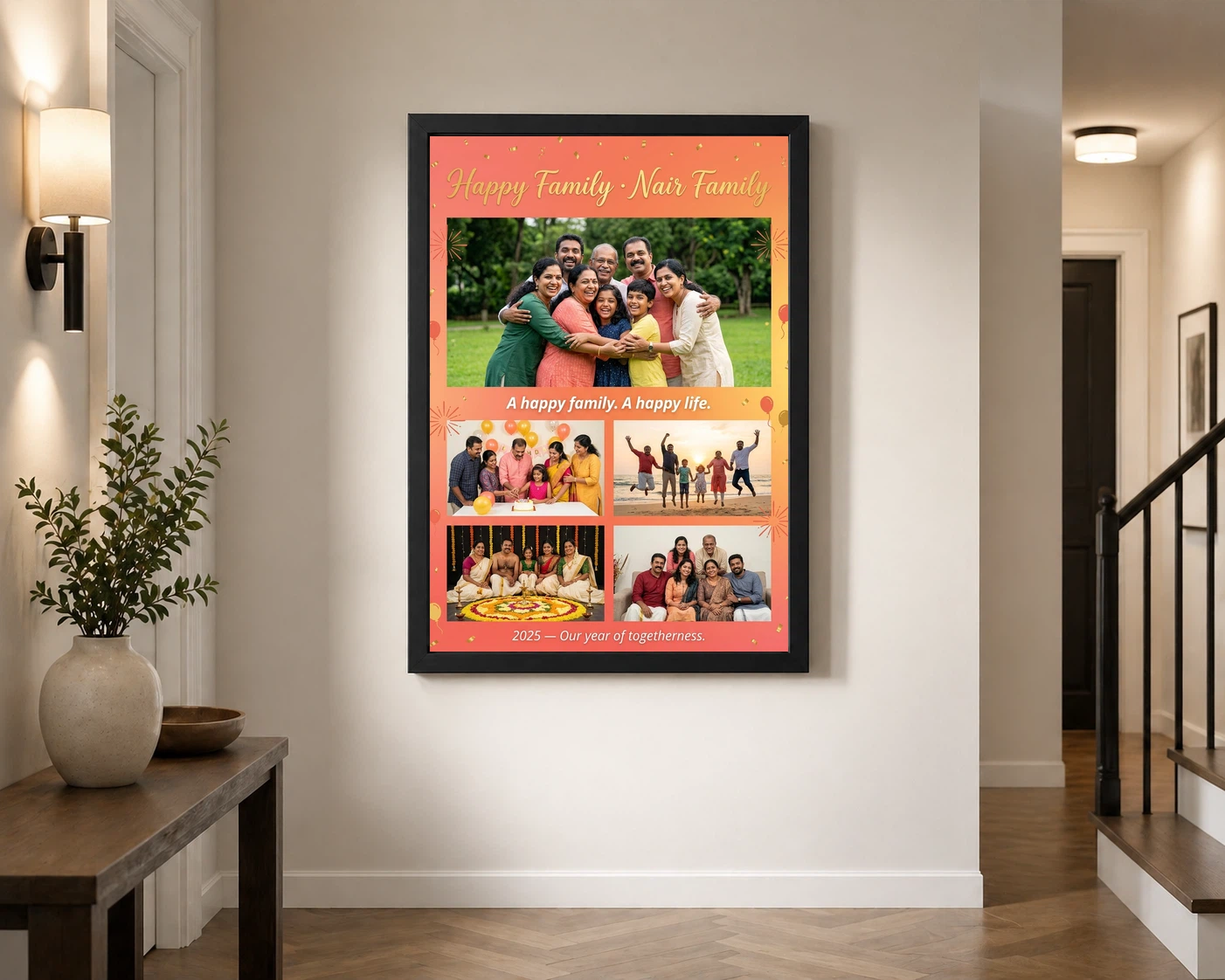 Happy Family Photo Frame Vibrant Colorful Joyful Art Photo Frame, view 2