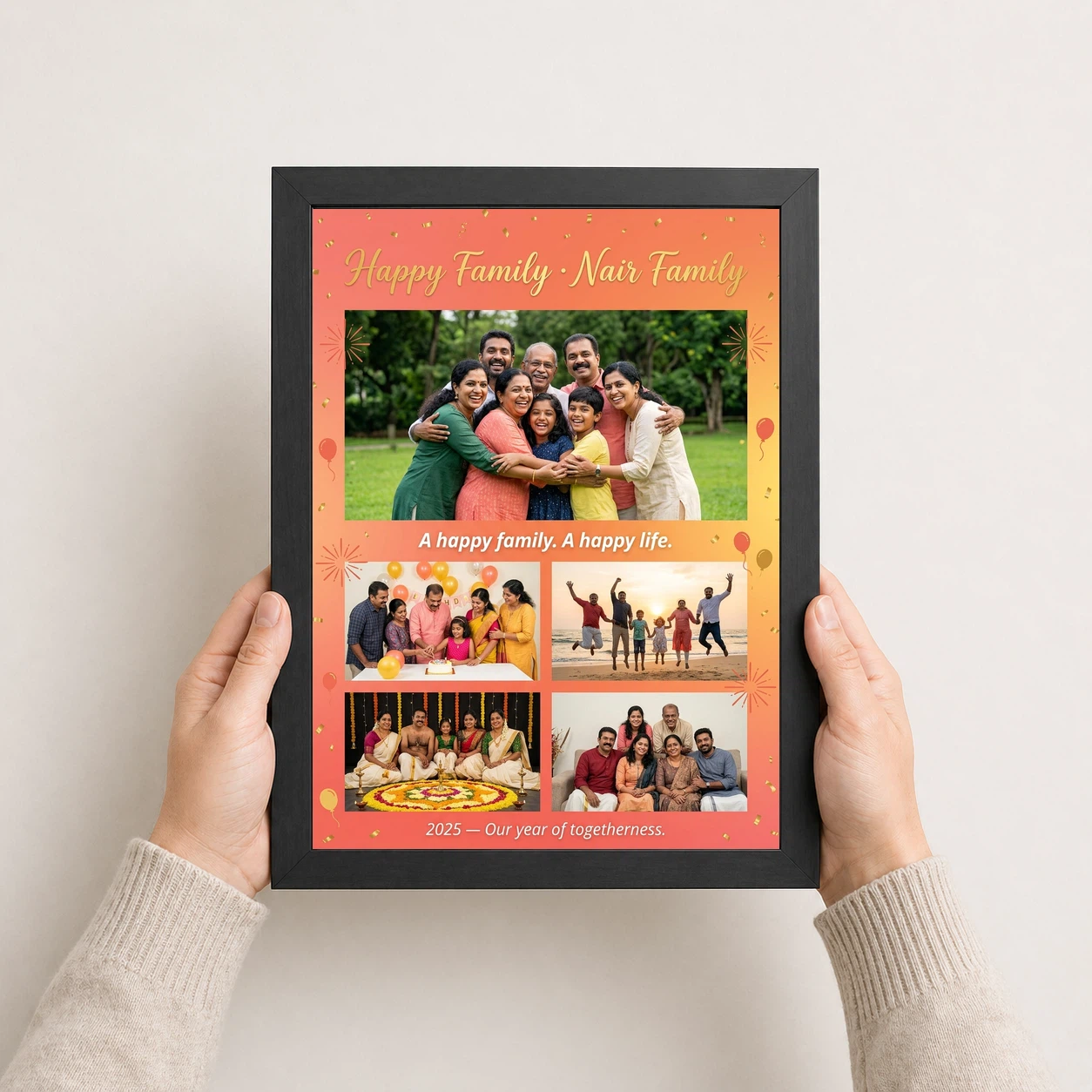 Happy Family Photo Frame Vibrant Colorful Joyful Art Photo Frame, view 3