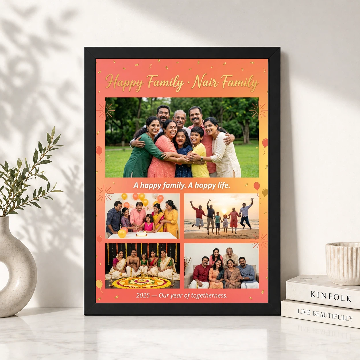 Happy Family Photo Frame Vibrant Colorful Joyful Art Photo Frame, view 4