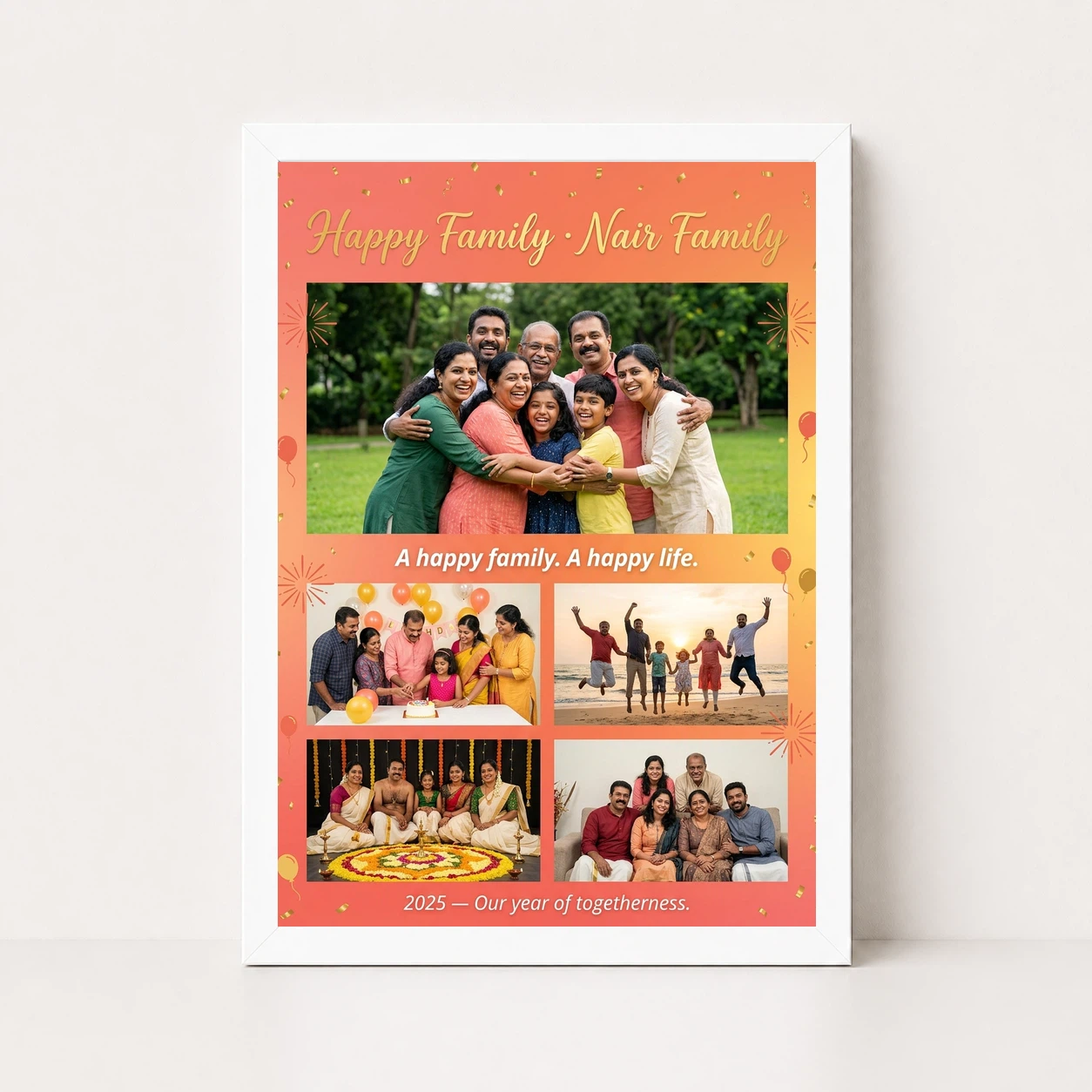 Happy Family Photo Frame Vibrant Colorful Joyful Art Photo Frame, view 5