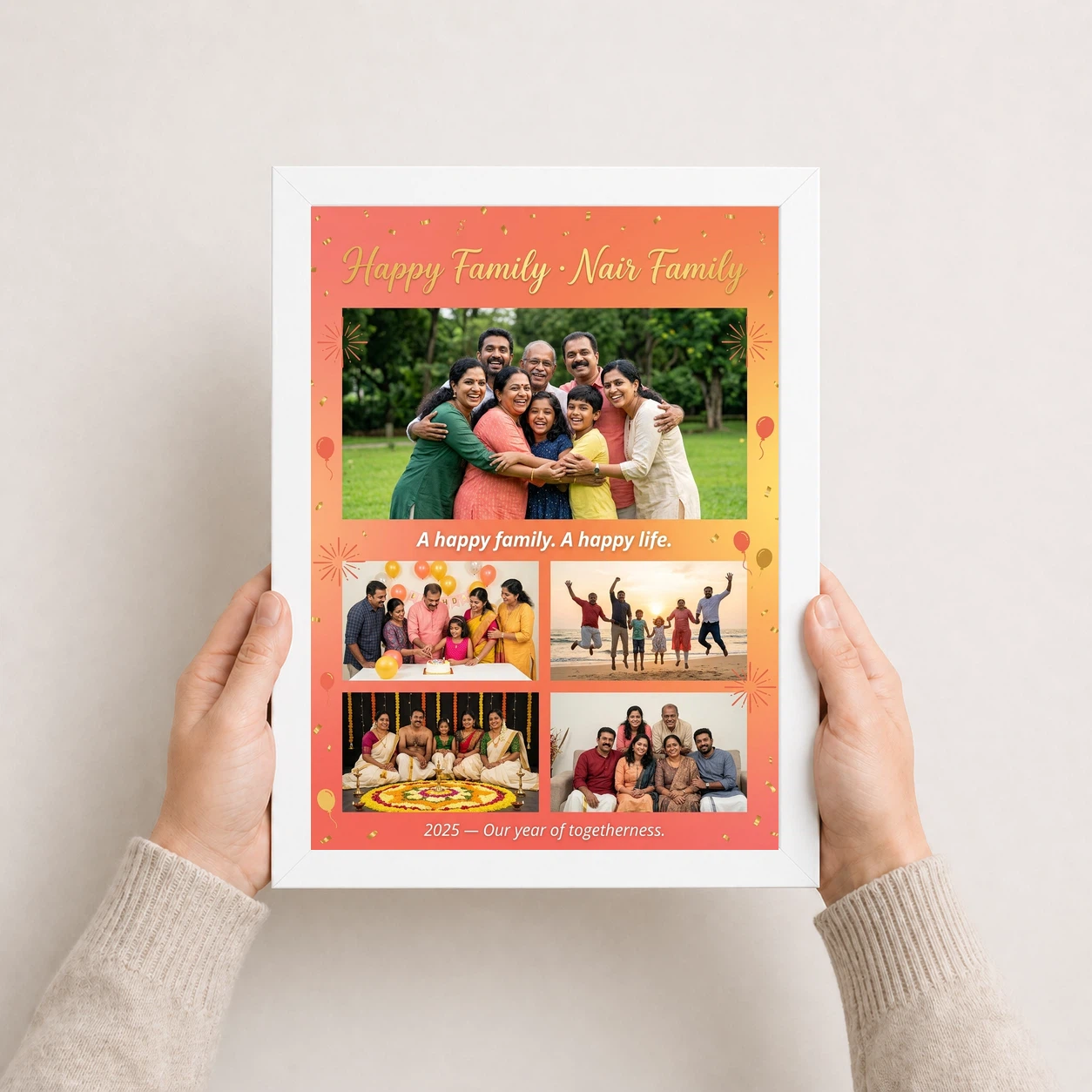 Happy Family Photo Frame Vibrant Colorful Joyful Art Photo Frame, view 7