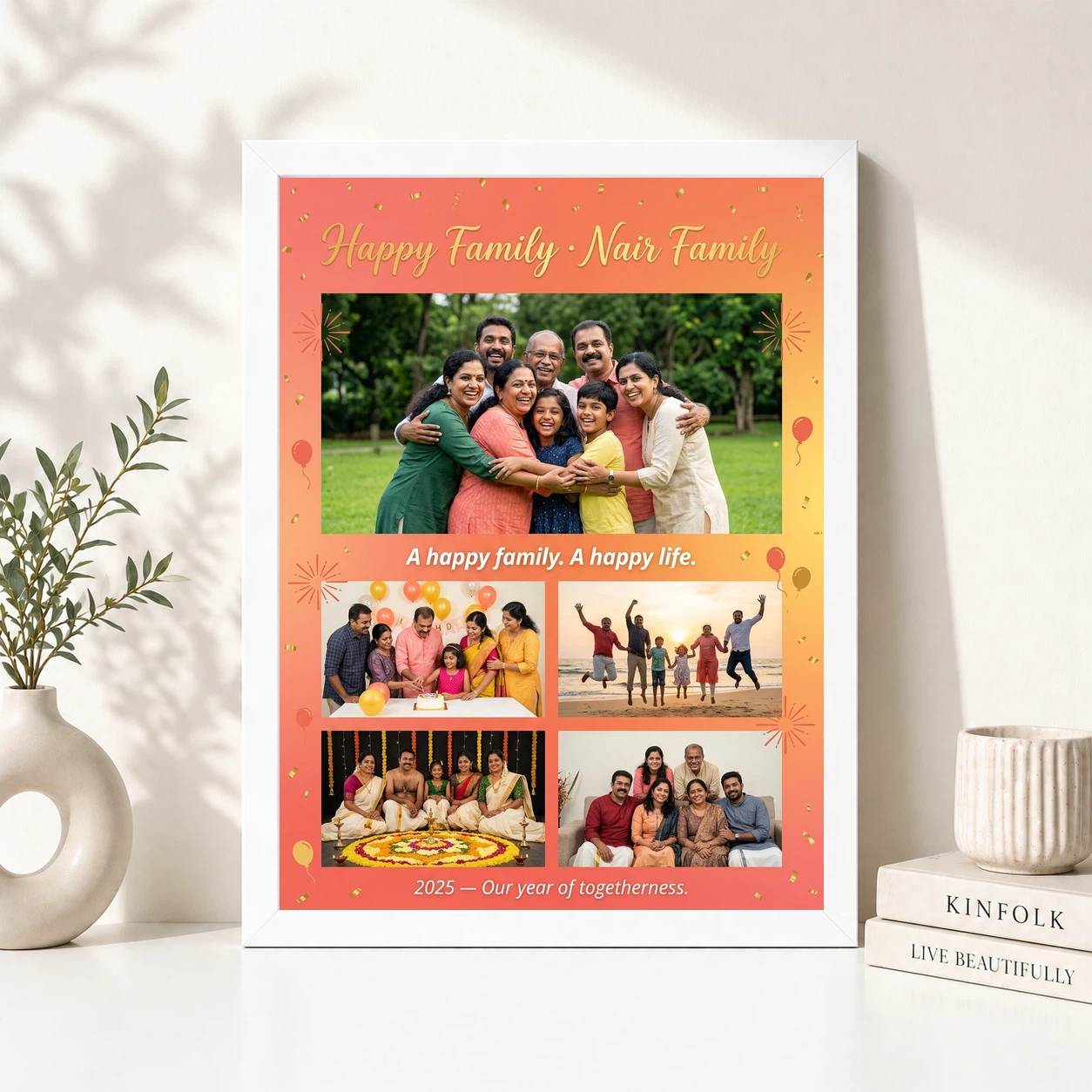 Happy Family Photo Frame Vibrant Colorful Joyful Art Photo Frame, view 8