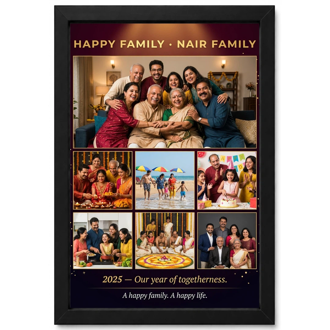 Happy Family Photo Frame Warm Sunny Cheerful Portrait Photo Frame