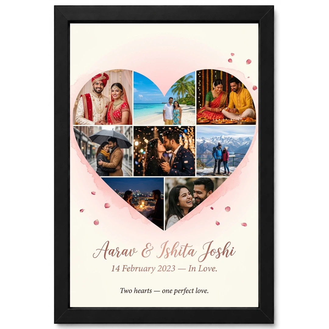 Heart Collage Frame Romantic Love Heart Multi Photo Photo Frame