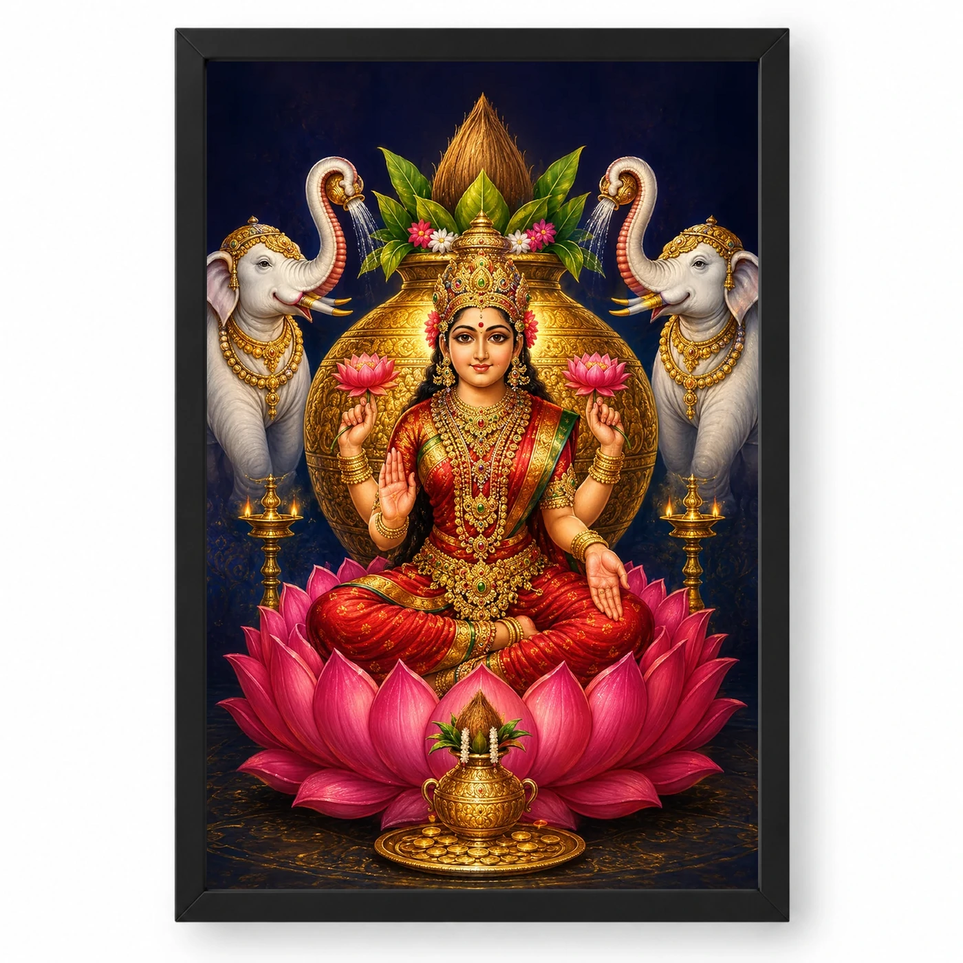 Indigo Kalash Throne Varalakshmi Photo Frame – Gaja Art