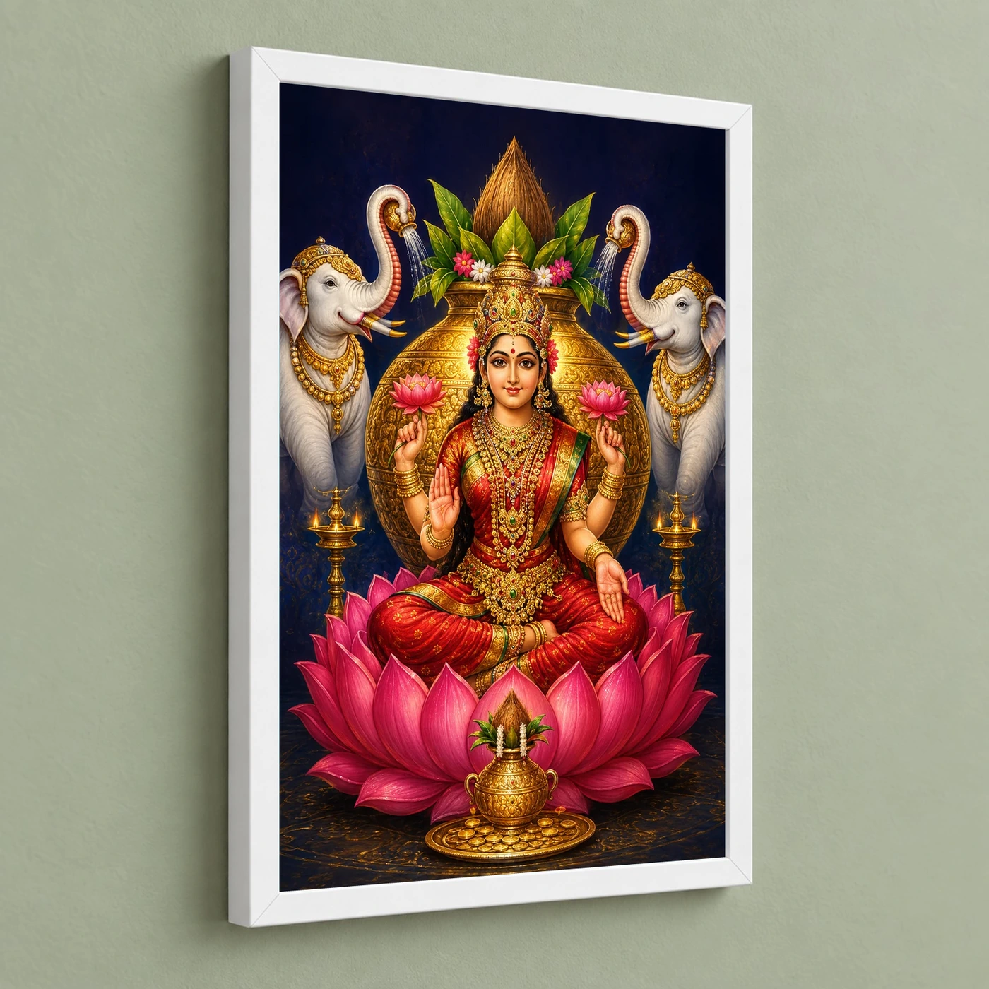 Indigo Kalash Throne Varalakshmi Photo Frame – Gaja Art, view 5
