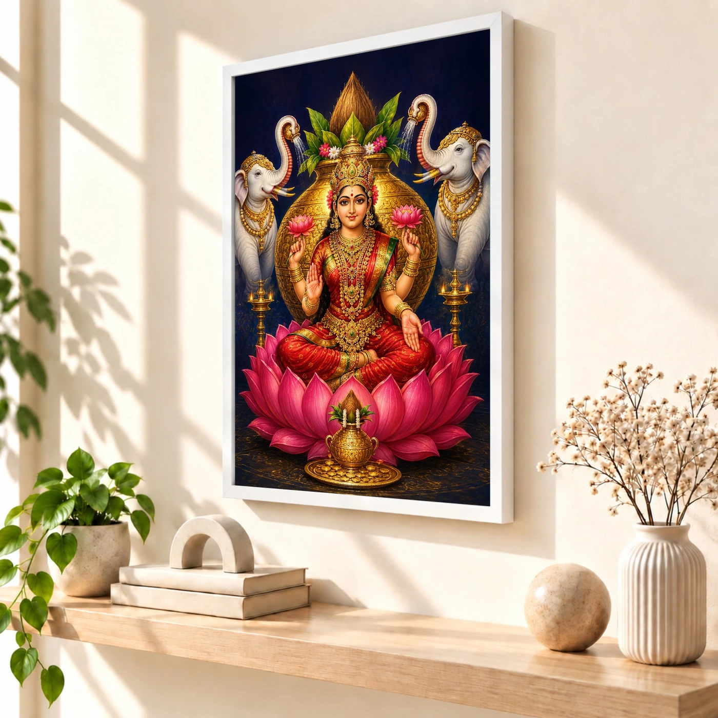 Indigo Kalash Throne Varalakshmi Photo Frame – Gaja Art, view 7
