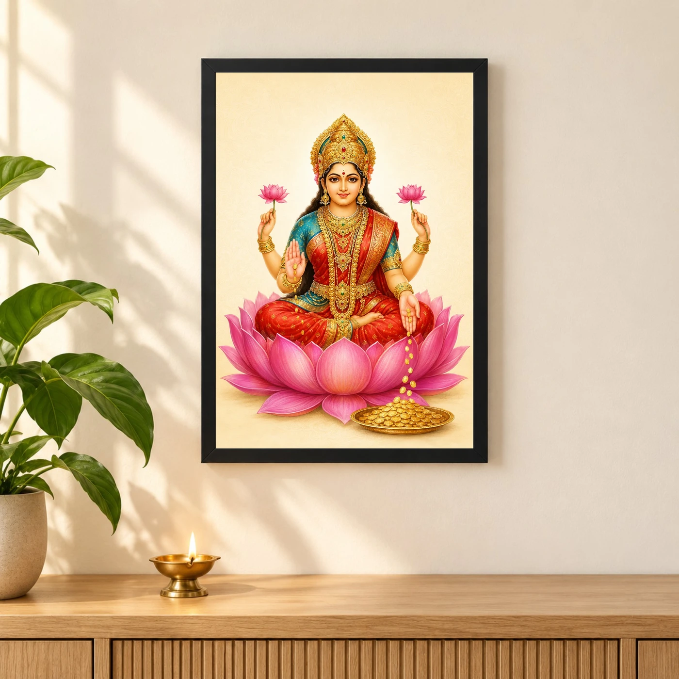 Ivory Paisley Varalakshmi Photo Frame – Minimal Lotus Art, view 3