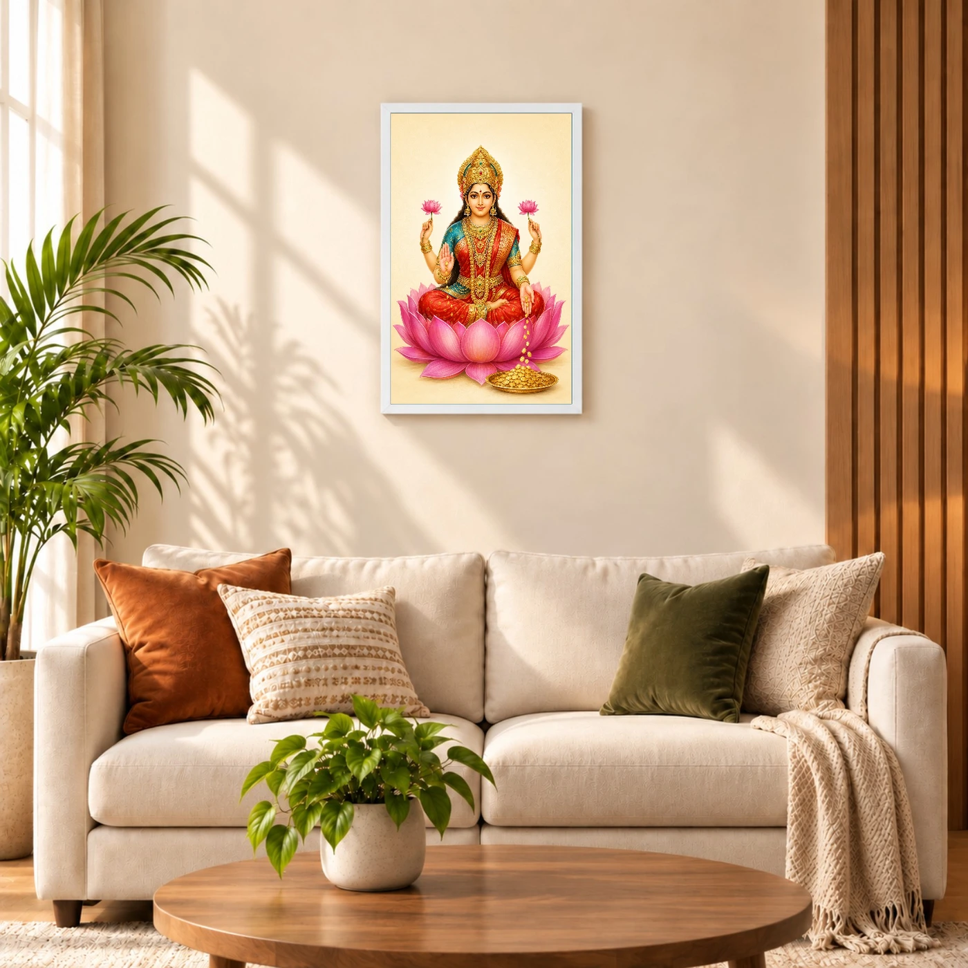 Ivory Paisley Varalakshmi Photo Frame – Minimal Lotus Art, view 9