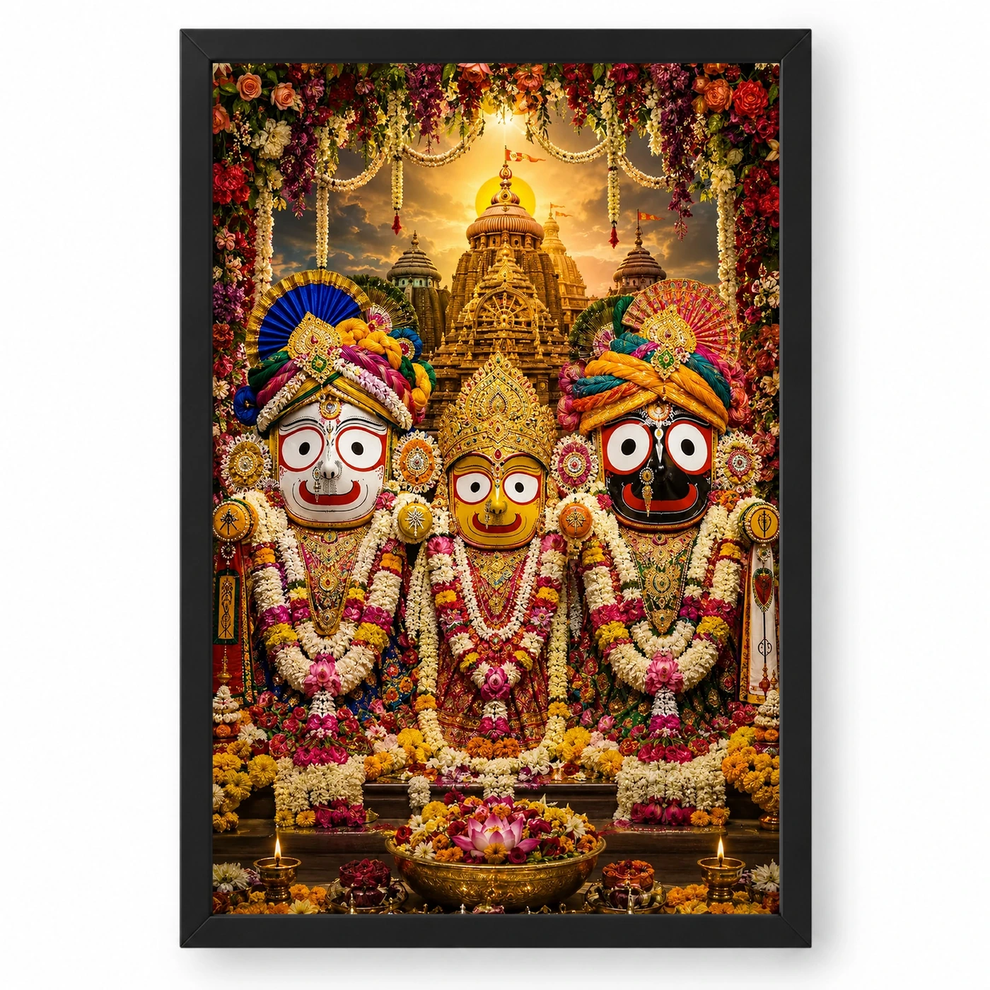 Jagannath Trinity Grand Festival Flower Decoration Photo Frame
