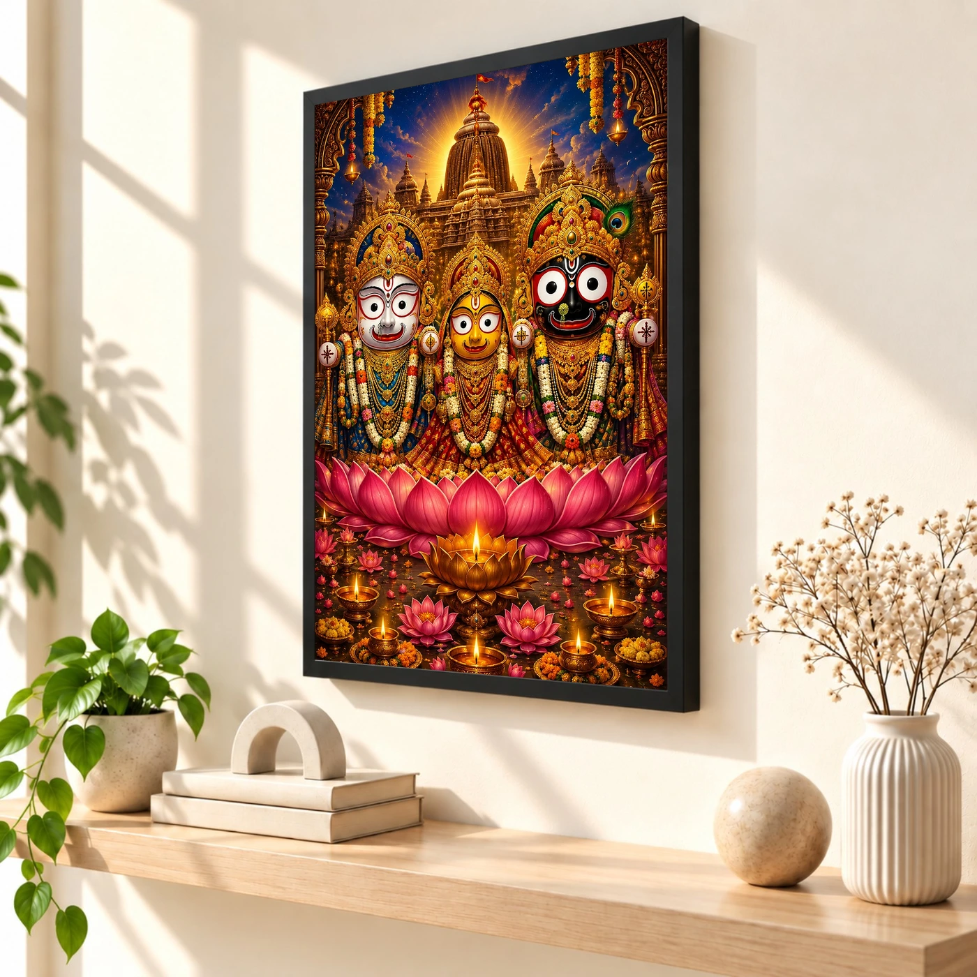 Jagannath Trinity Lotus And Diya Radiance Photo Frame, view 2