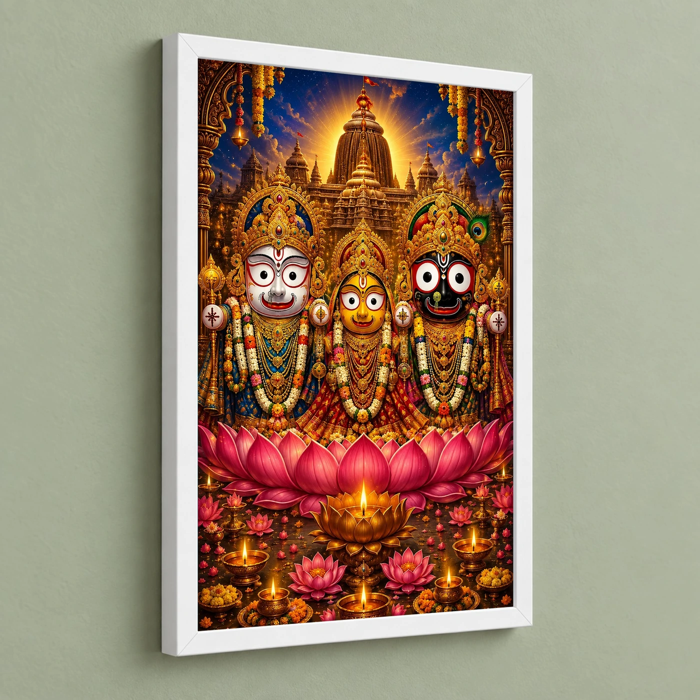 Jagannath Trinity Lotus And Diya Radiance Photo Frame, view 5