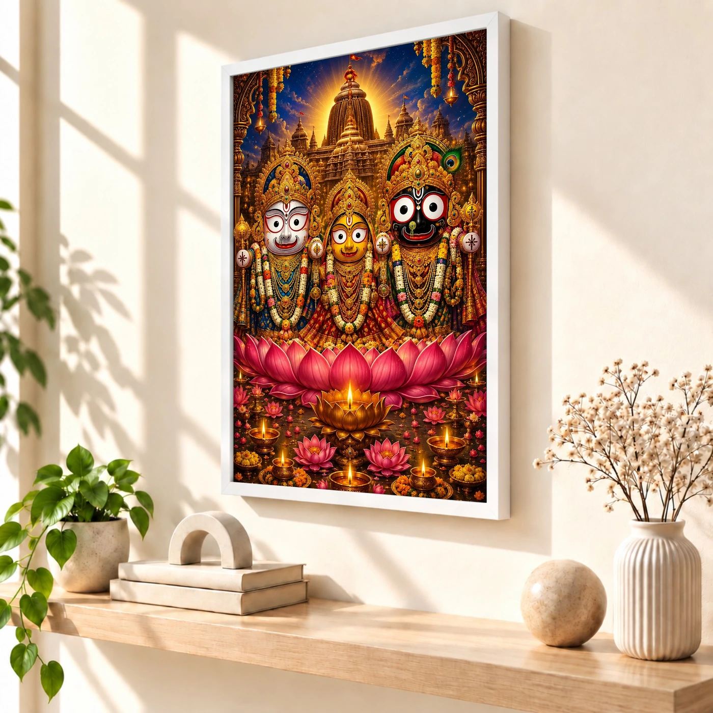 Jagannath Trinity Lotus And Diya Radiance Photo Frame, view 7