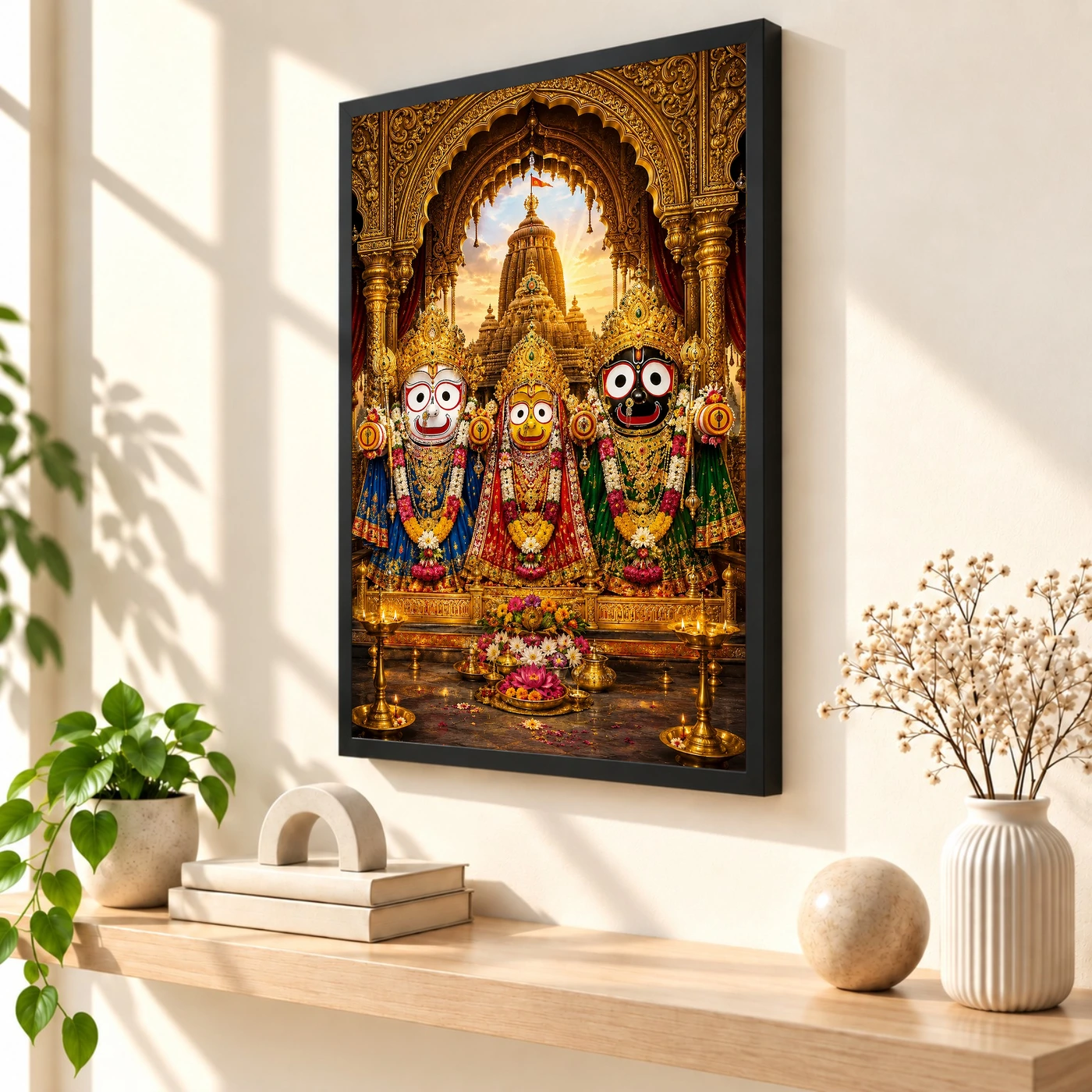 Jagannath Trinity Ornate Golden Temple Darshan Photo Frame, view 2