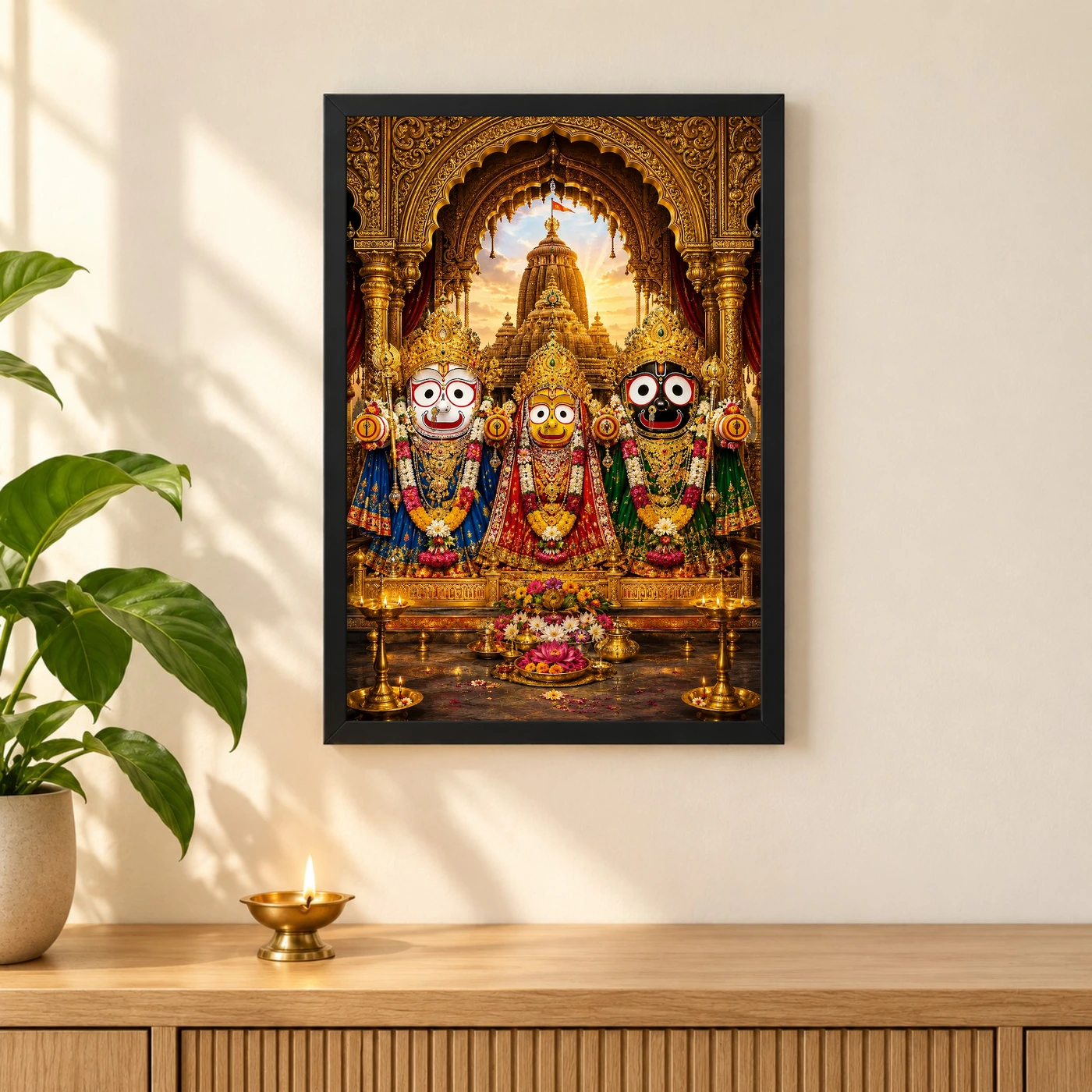 Jagannath Trinity Ornate Golden Temple Darshan Photo Frame, view 3