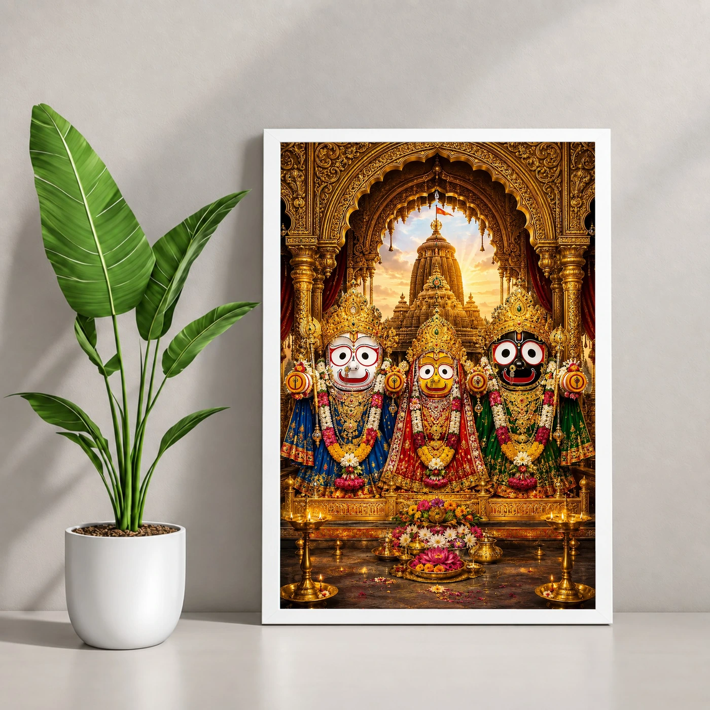 Jagannath Trinity Ornate Golden Temple Darshan Photo Frame, view 4